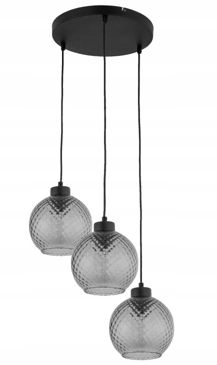 Závesná stropná lampa 110 cm čierna s 3 sklenenými grafitovými tienidlami