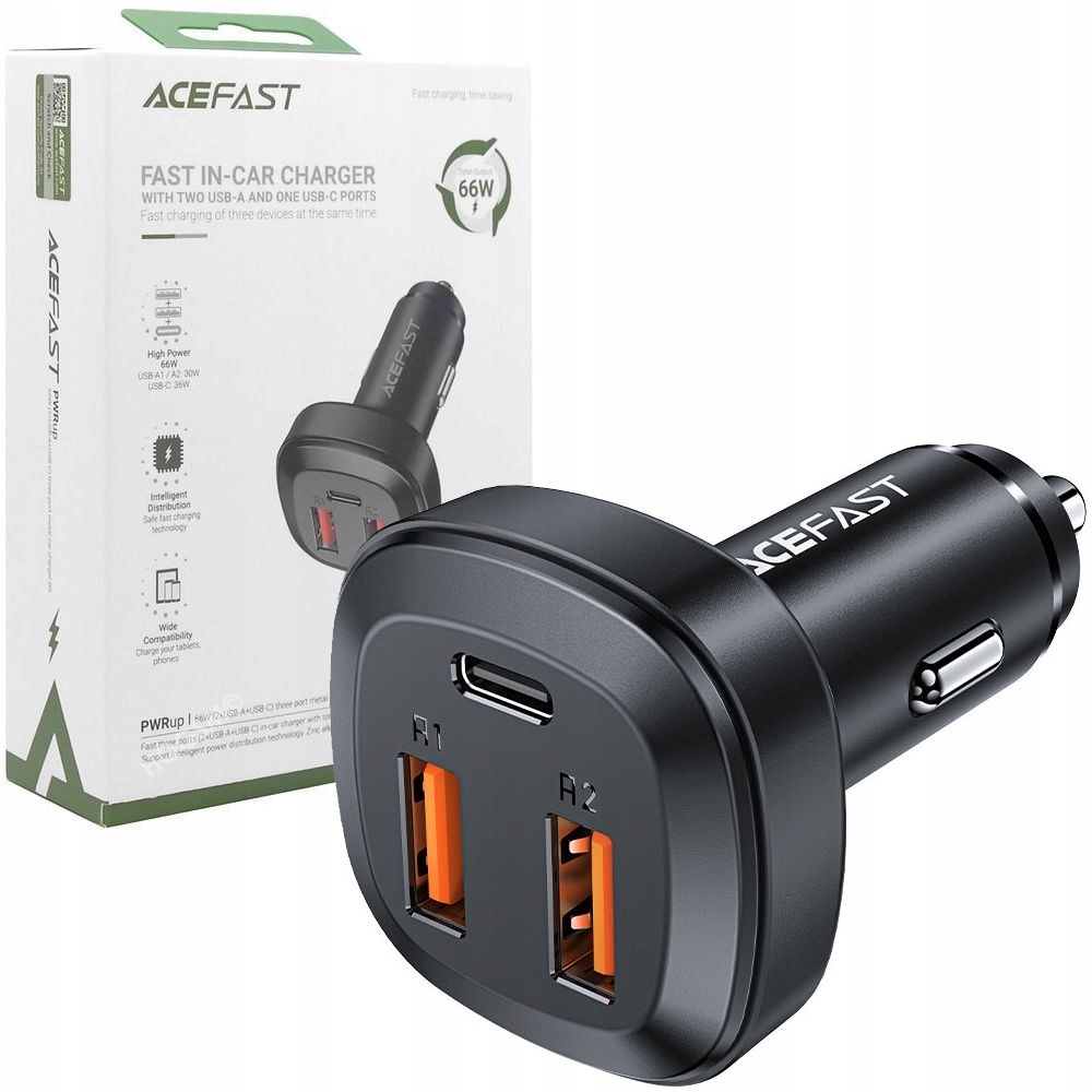 

Acefast Ładowarka 2x Usb Usb-c QC4.0 Afc Pd 66W