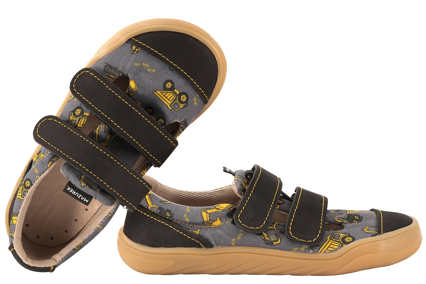 Mazurek Slipper Dig Barefoot Skórzano-tekstylne Półbuty Kapcie Czarny 29
