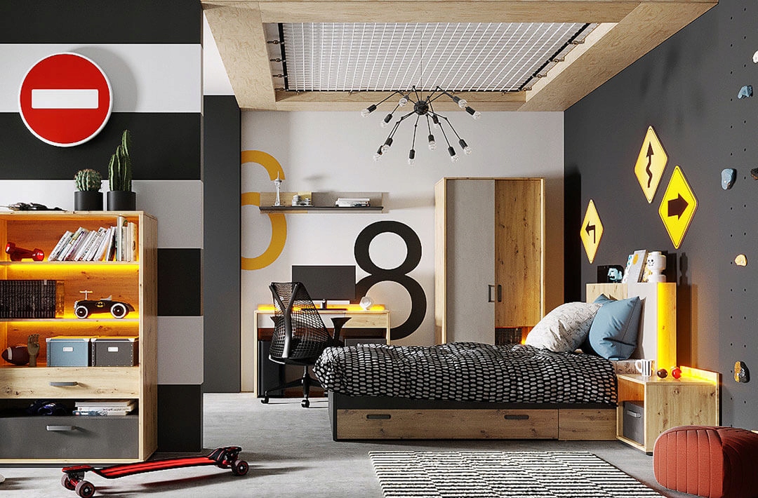 SZAFA GEO 2 DRZWIOWA DO POKOJU MŁODZIEŻOWEGO Głębokość mebla 52 cm