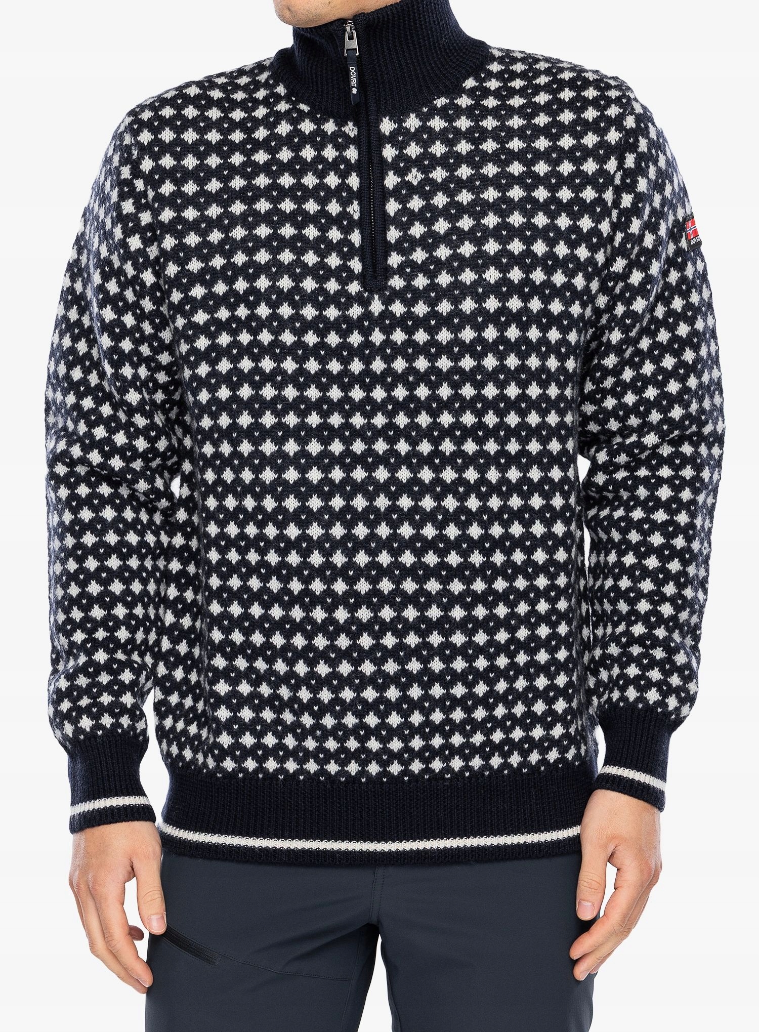 Vlněný svetr Dovre Knitted Zip Pullover vícebarevná barva L