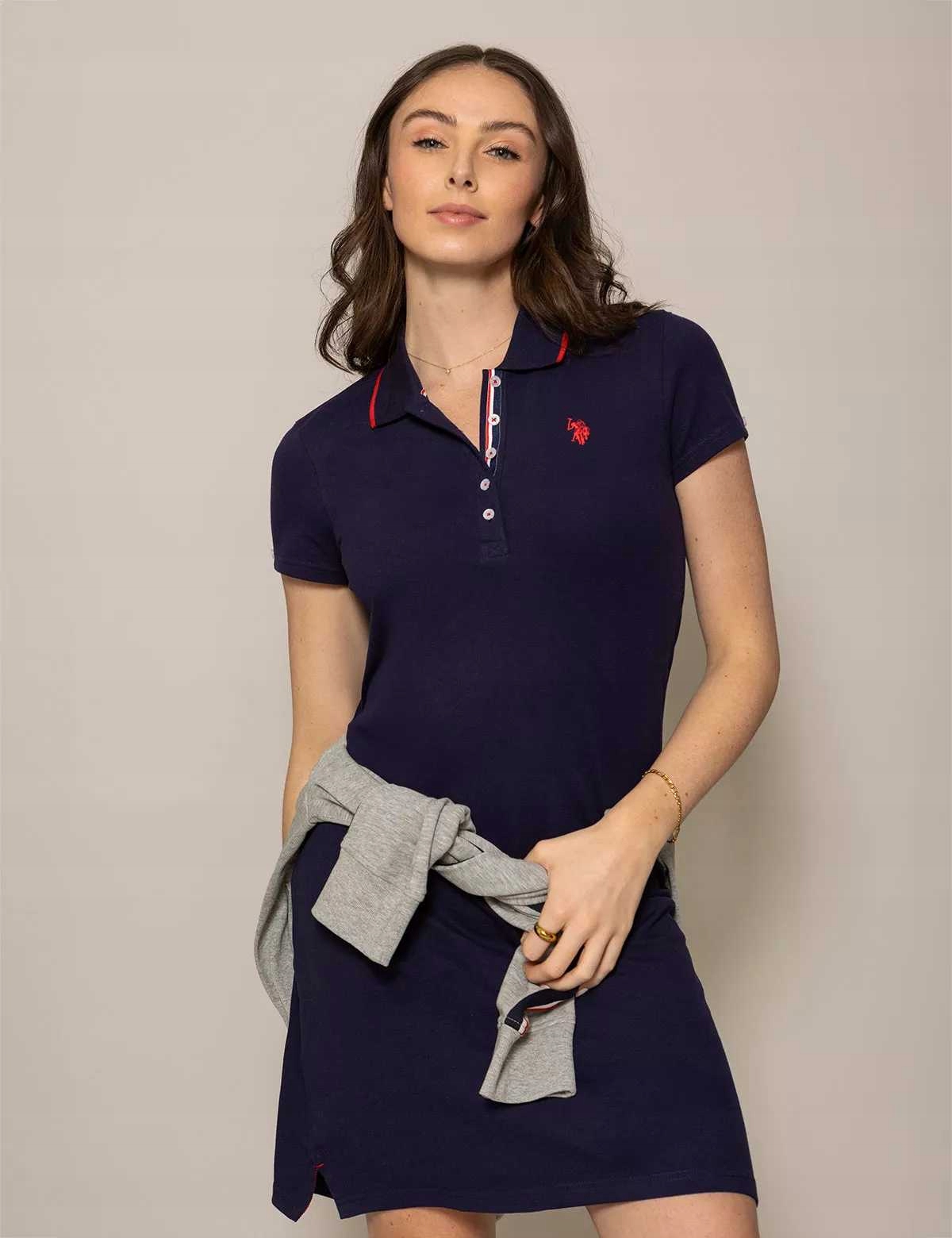 U.s. Polo Assn. dámské šaty Tipped modré s malým logem L