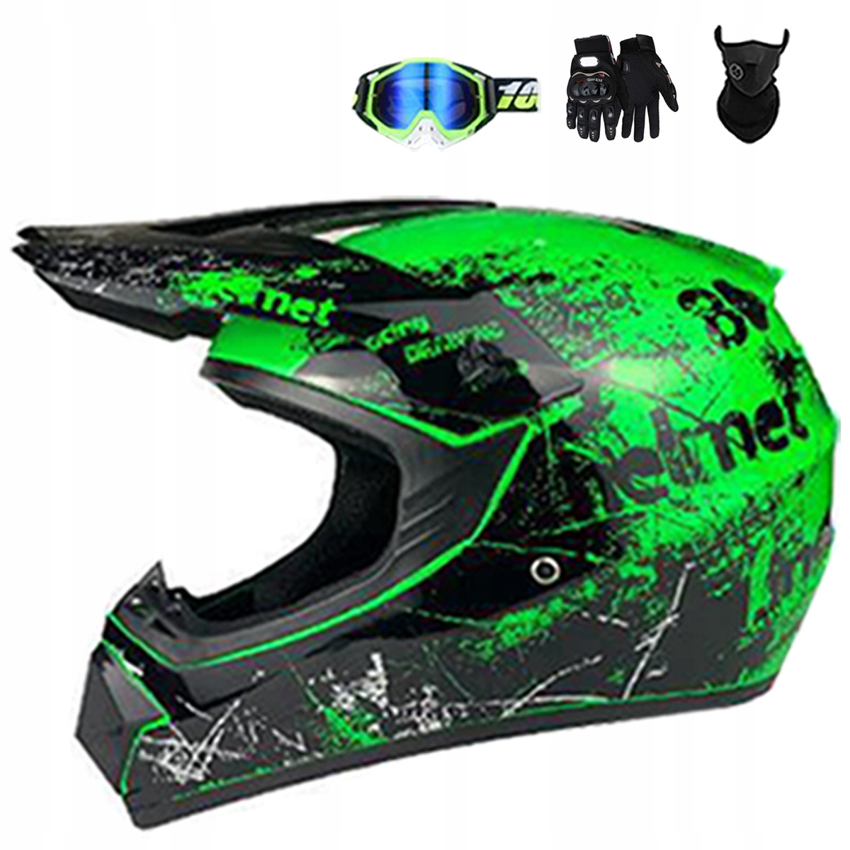 Motocyklová Přilba Lehká Enduro Quada Brýle Rukavice Maska S