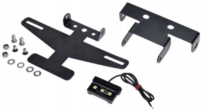 UCHWYT TABLICY REJESTRACYJNEJ MOTOCYKLOWY + LED