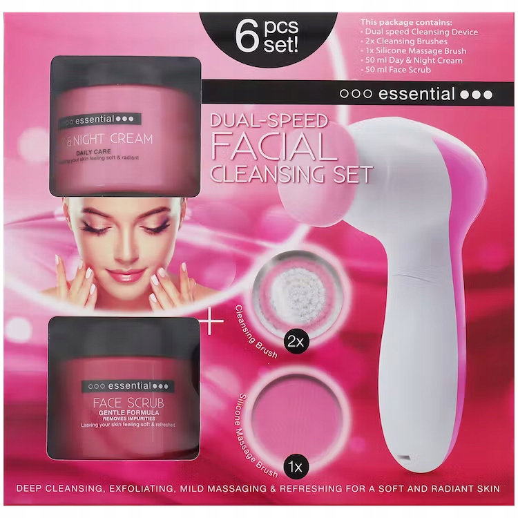ZESTAW DO OCZYSZCZANIA TWARZY PEELING KREM MASAŻER Kod producenta 046799