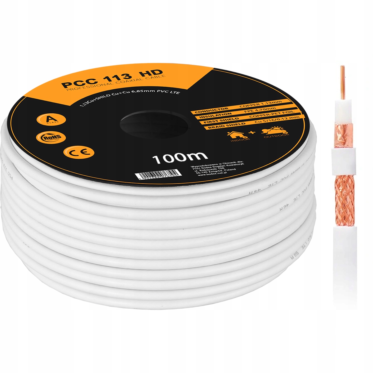 

Kabel Przewód Koncentryczny Antenowy PCC113 Cu 100
