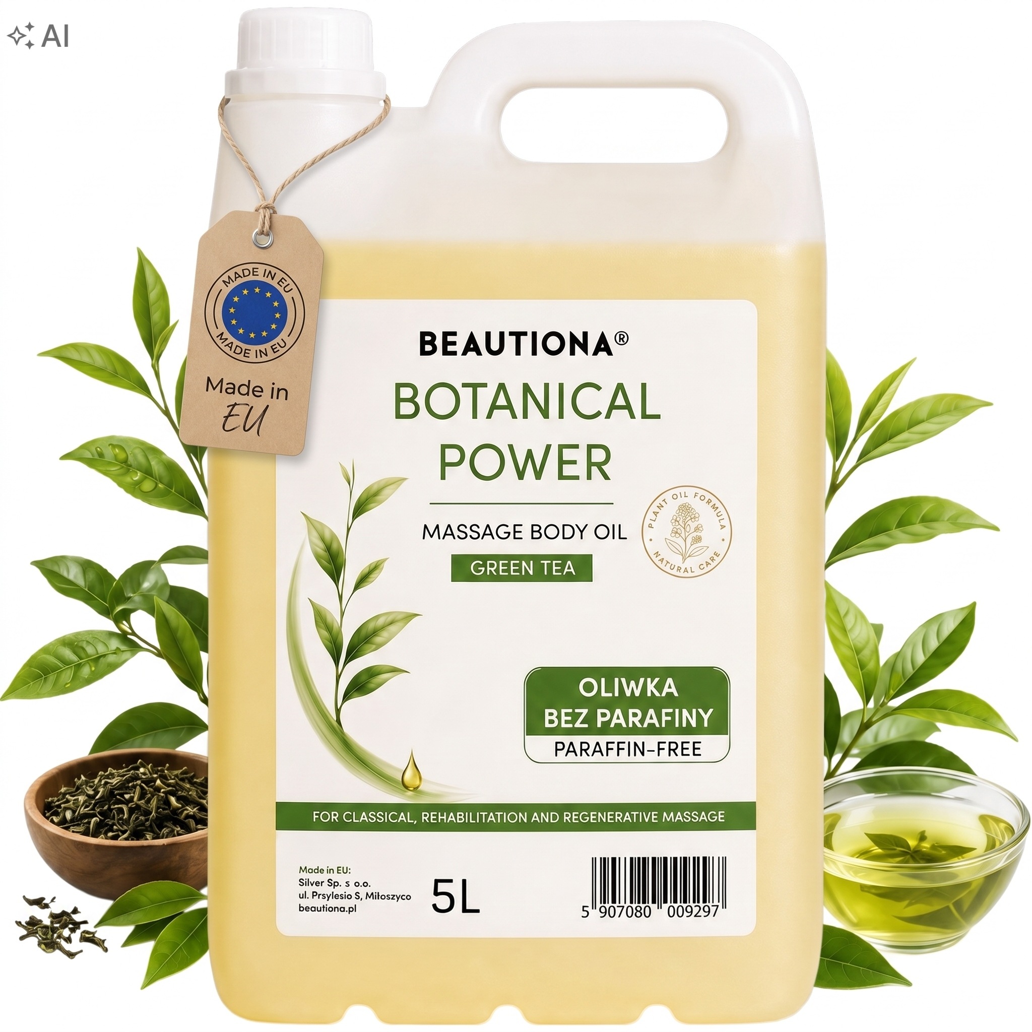Olivový masážní olej Zelený Čaj 5 l (bez parafínu) Botanical Power