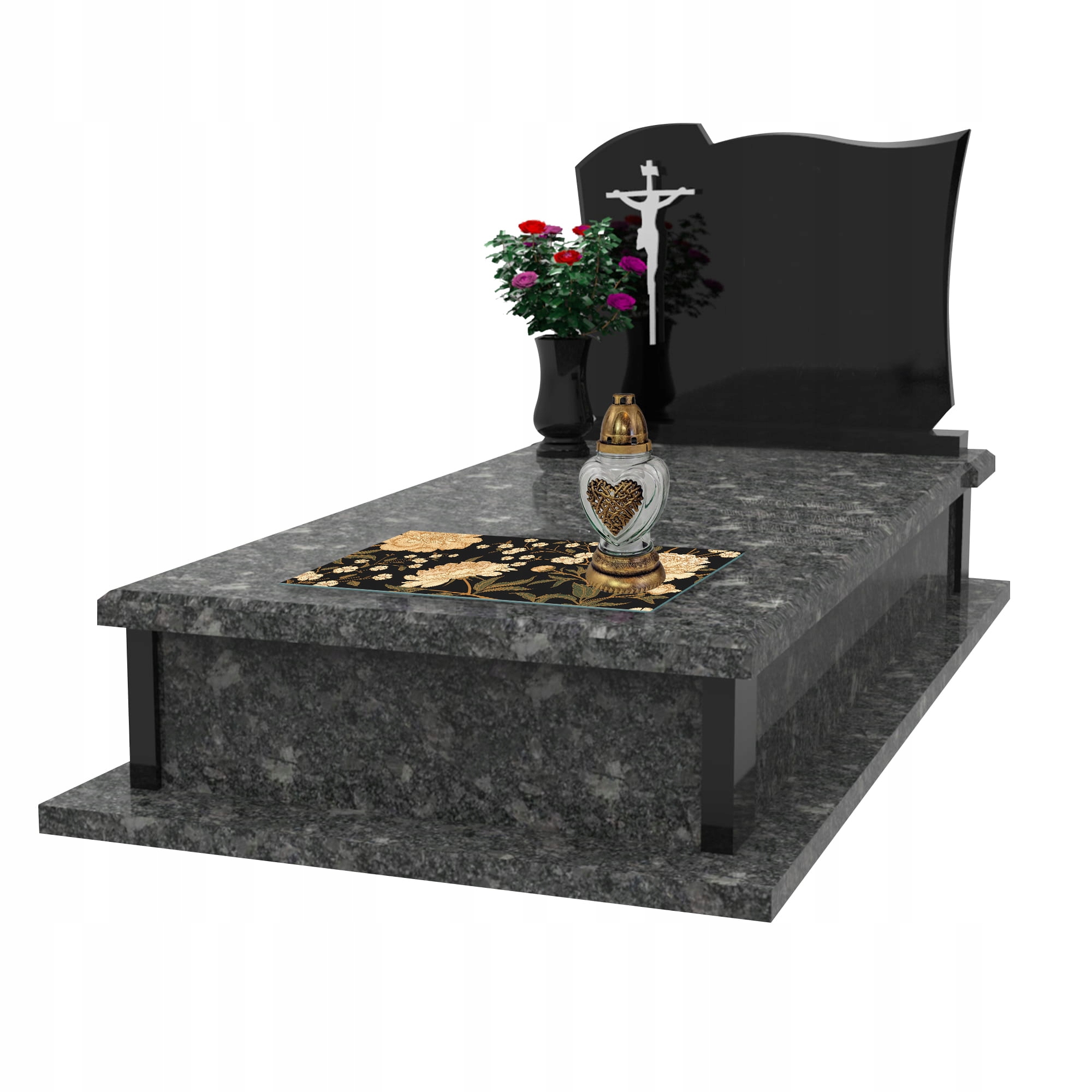 SZKLANA PODSTAWKA POD ZNICZE 60x20cm Piwonie 365c Motyw inny