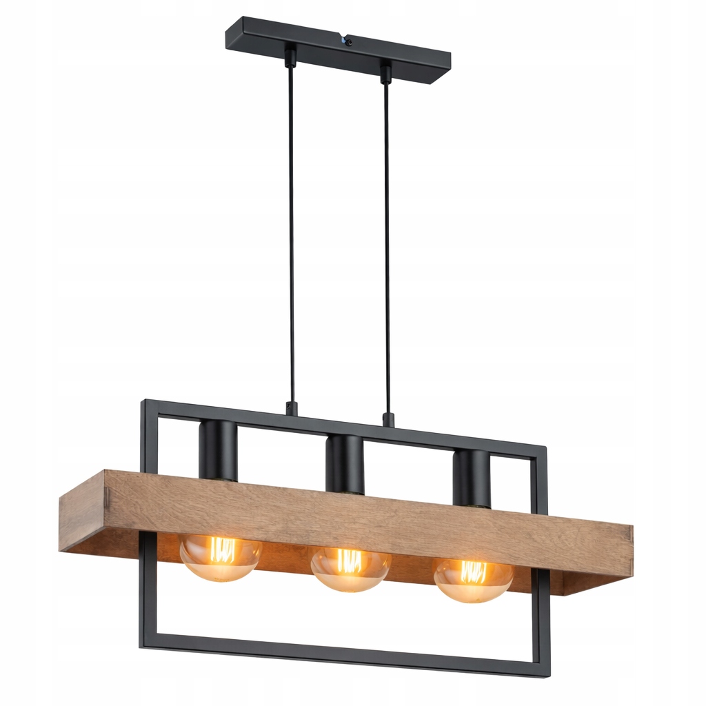 Lampa żyrandol z drewnem Loft Boho belka drewniana drewno metal Robin 32217