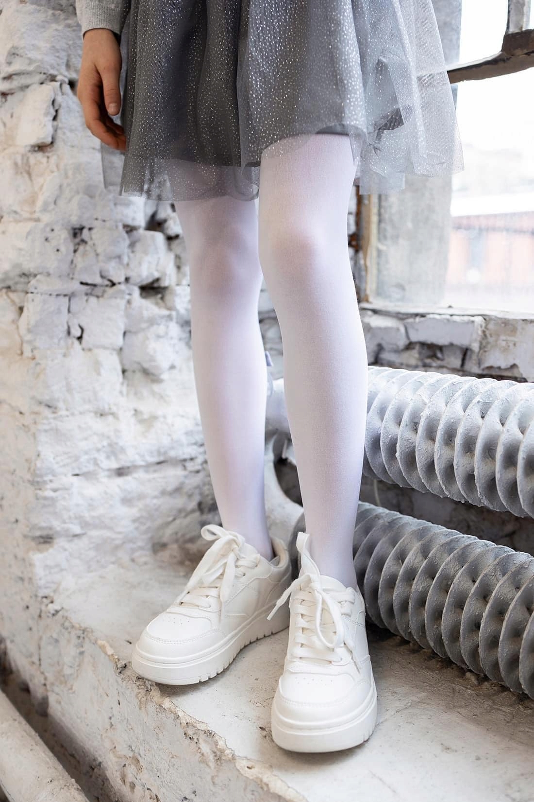 RAJSTOPY DZIECIĘCE DZIEWCZĘCE BIAŁE GŁADKIE Z MIKROFIBRY 98-104 FUNPOL Kolor biały