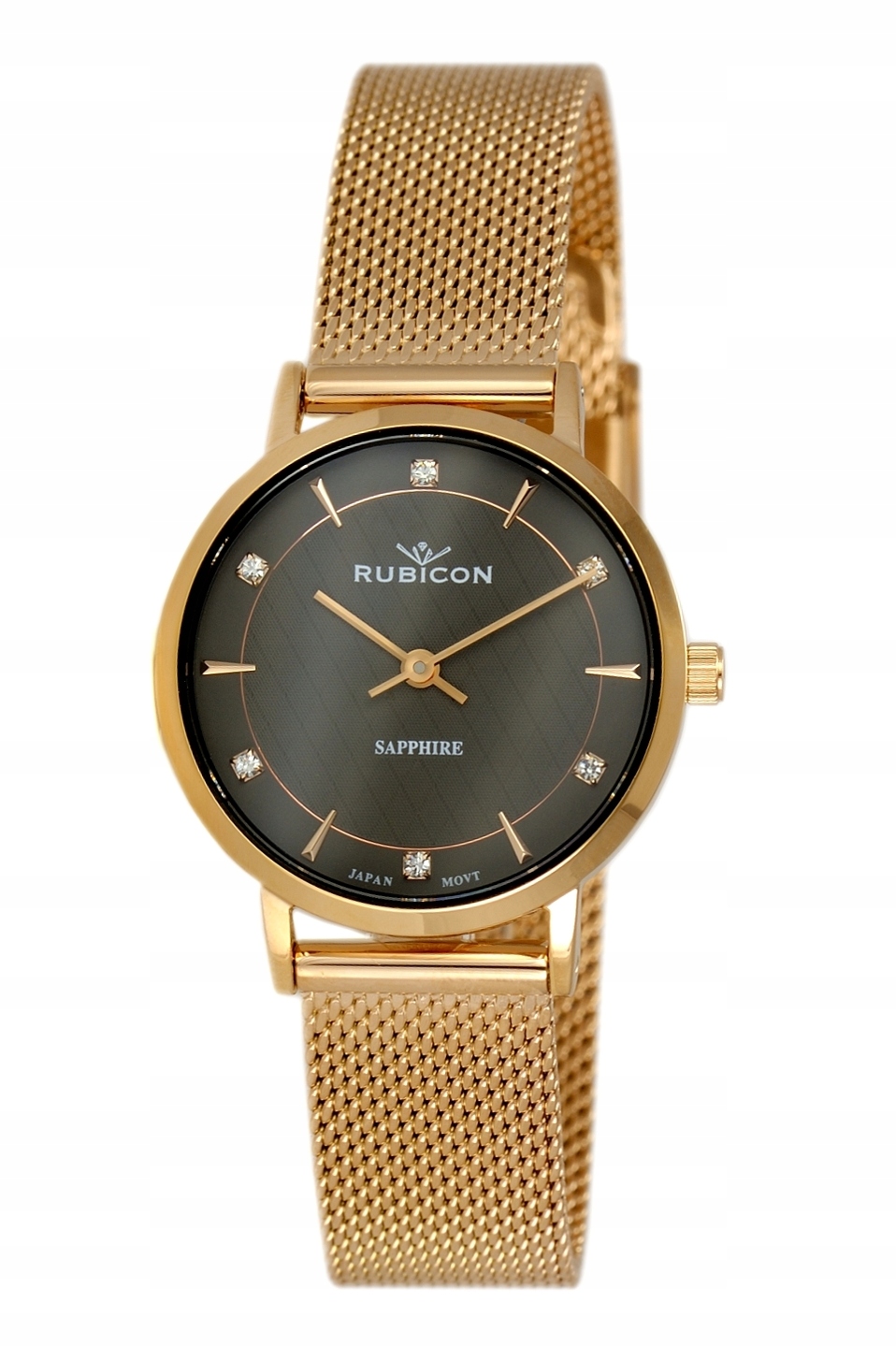 Dámské hodinky Rubicon na tahu RNBD90 růžové zlato/grafitové s krabičkou