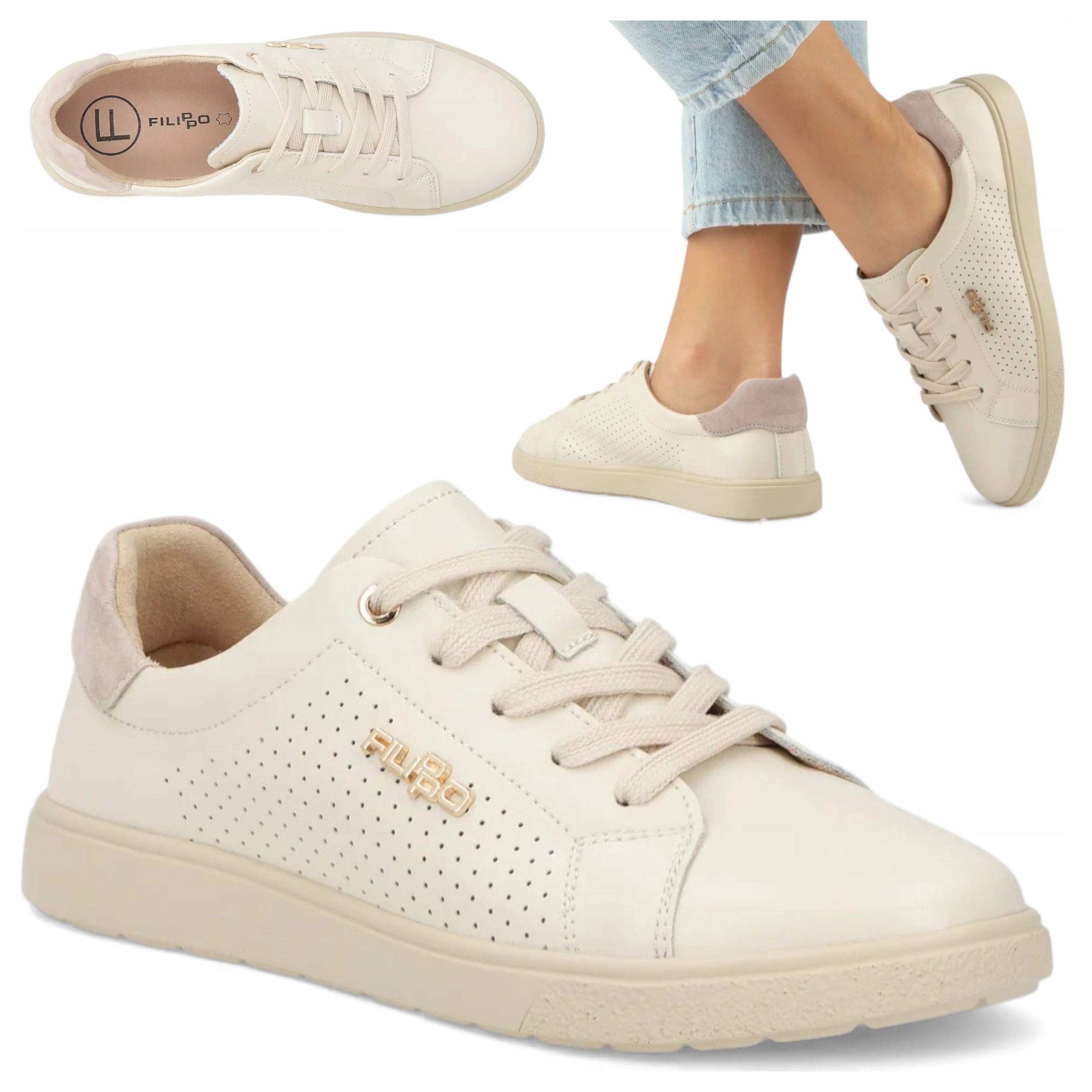 Dámské kožené tenisky Filippo 36 Pohodlné sportovní polobotky se šněrováním