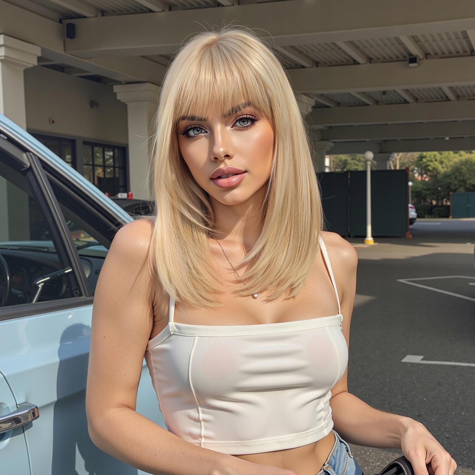 Dámská paruka Paruky Blond Dámské Bob Krotkie Vlasy 36 cm s hřebínkem