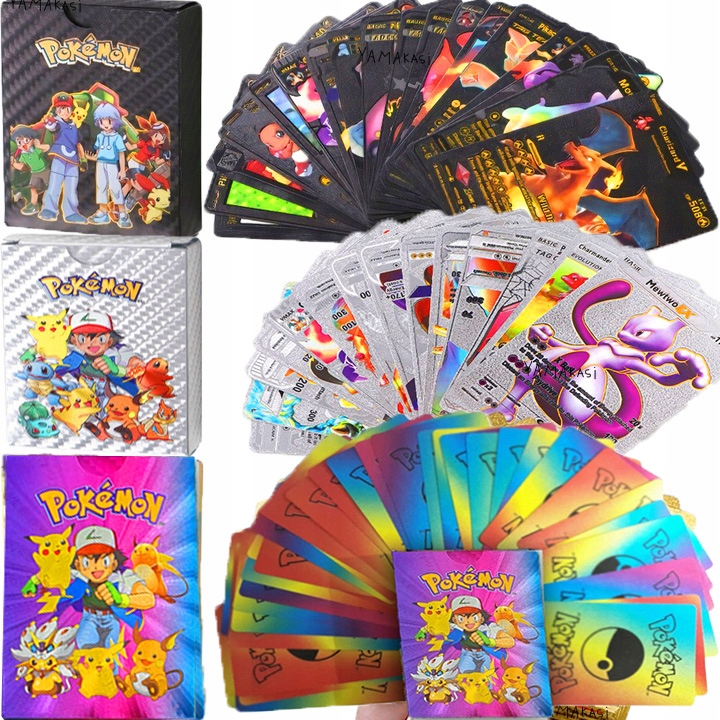 

Karty Pokemon 3w1 165 sztuk Tęczowe Czarne Srebrne