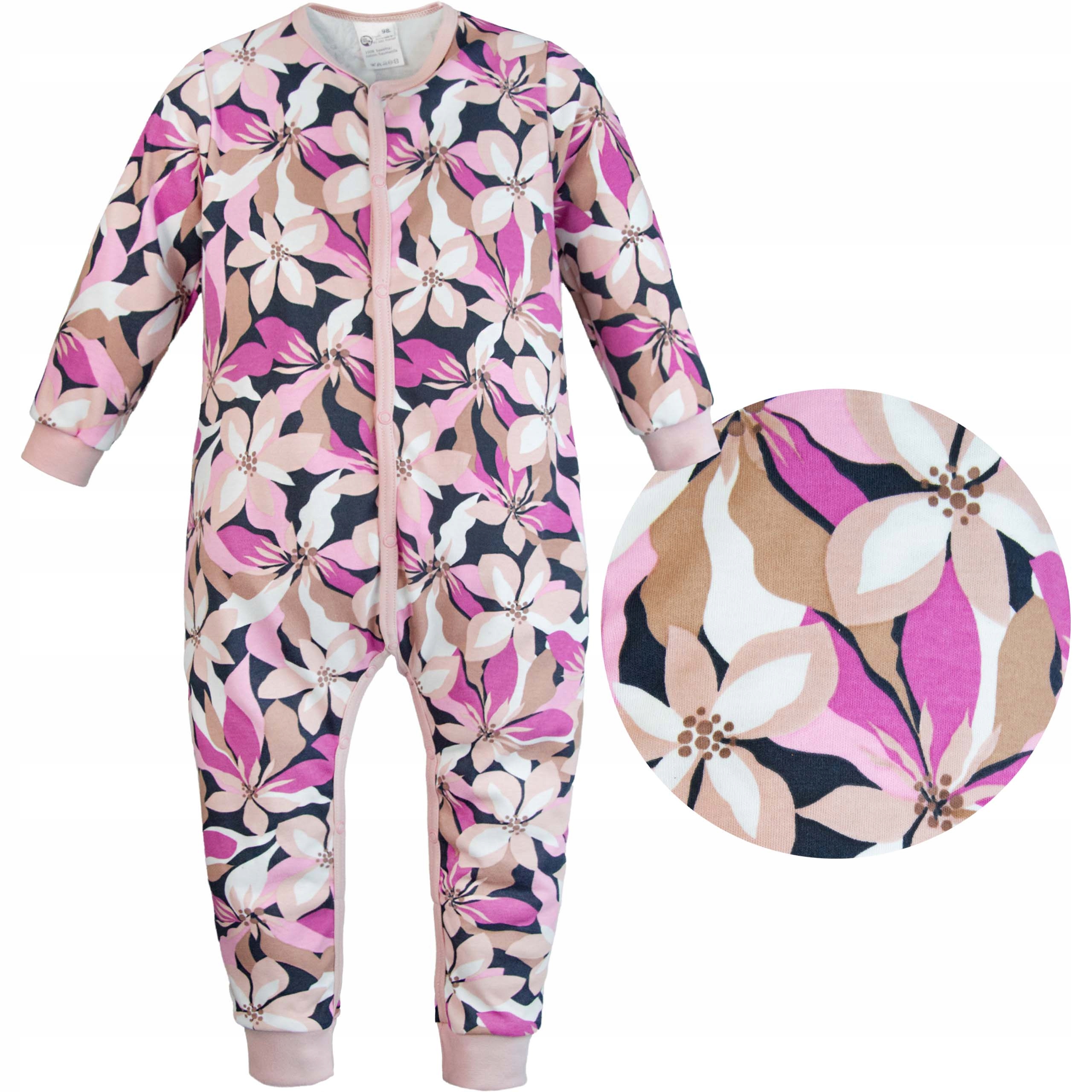 RAMPERS niemowlęcy długi rękaw ROZPINANY PIŻAMA jednoczęściowa BAWEŁNA 86