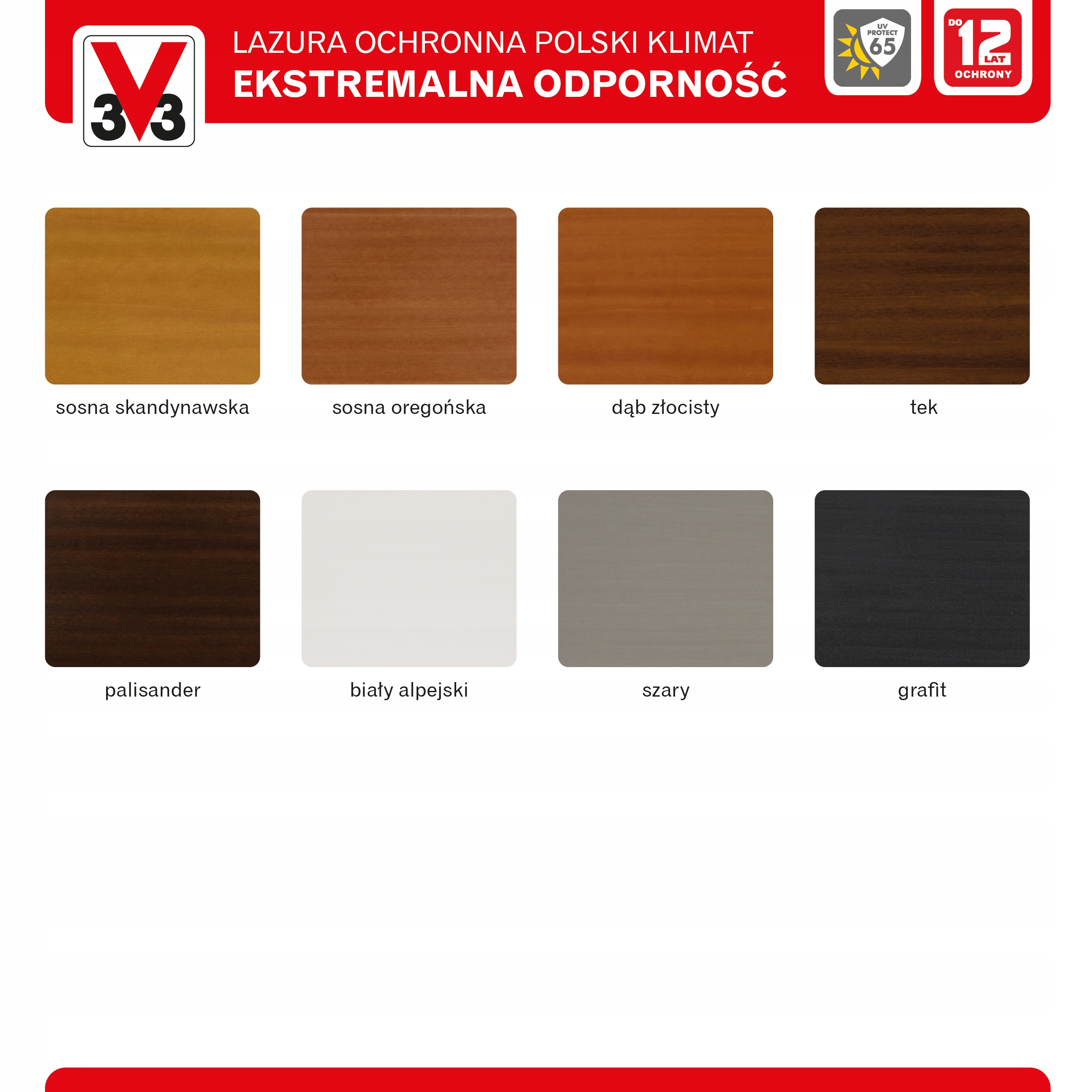 Lazura V33 Polski Klimat 12 lat Sosna Orego. 0,75L Kod producenta 122369 3V3