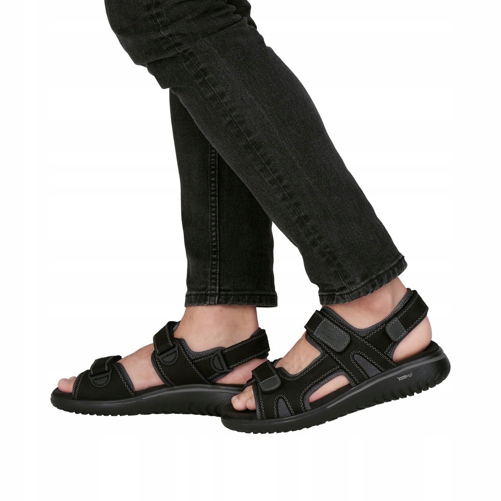Rieker 26450-00 pánské kožené sandály na suchý zip Antistress vel