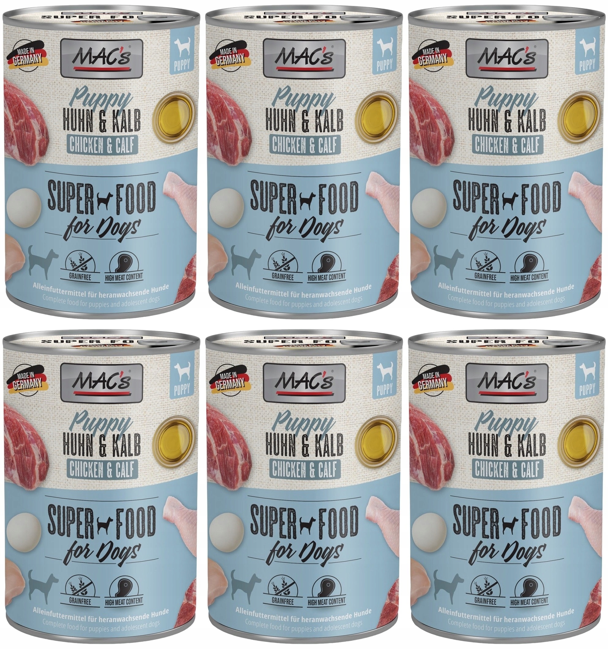 Levně MAC's Puppy Pejsek Kuře a telecí maso 6 x 400 g