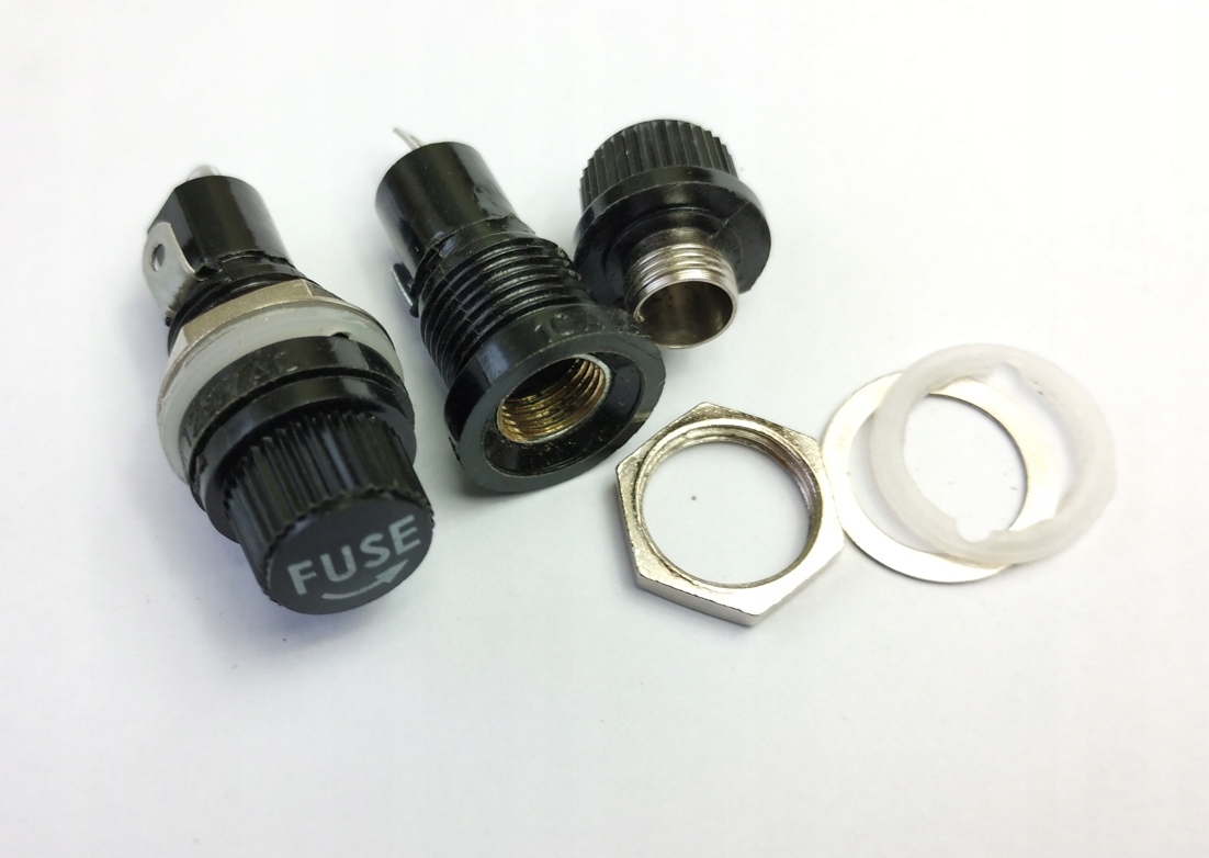 [2szt] GBZ20 Gniazdo Bezpiecznika Ø5x20mm do obudowy max 10A 250VAC