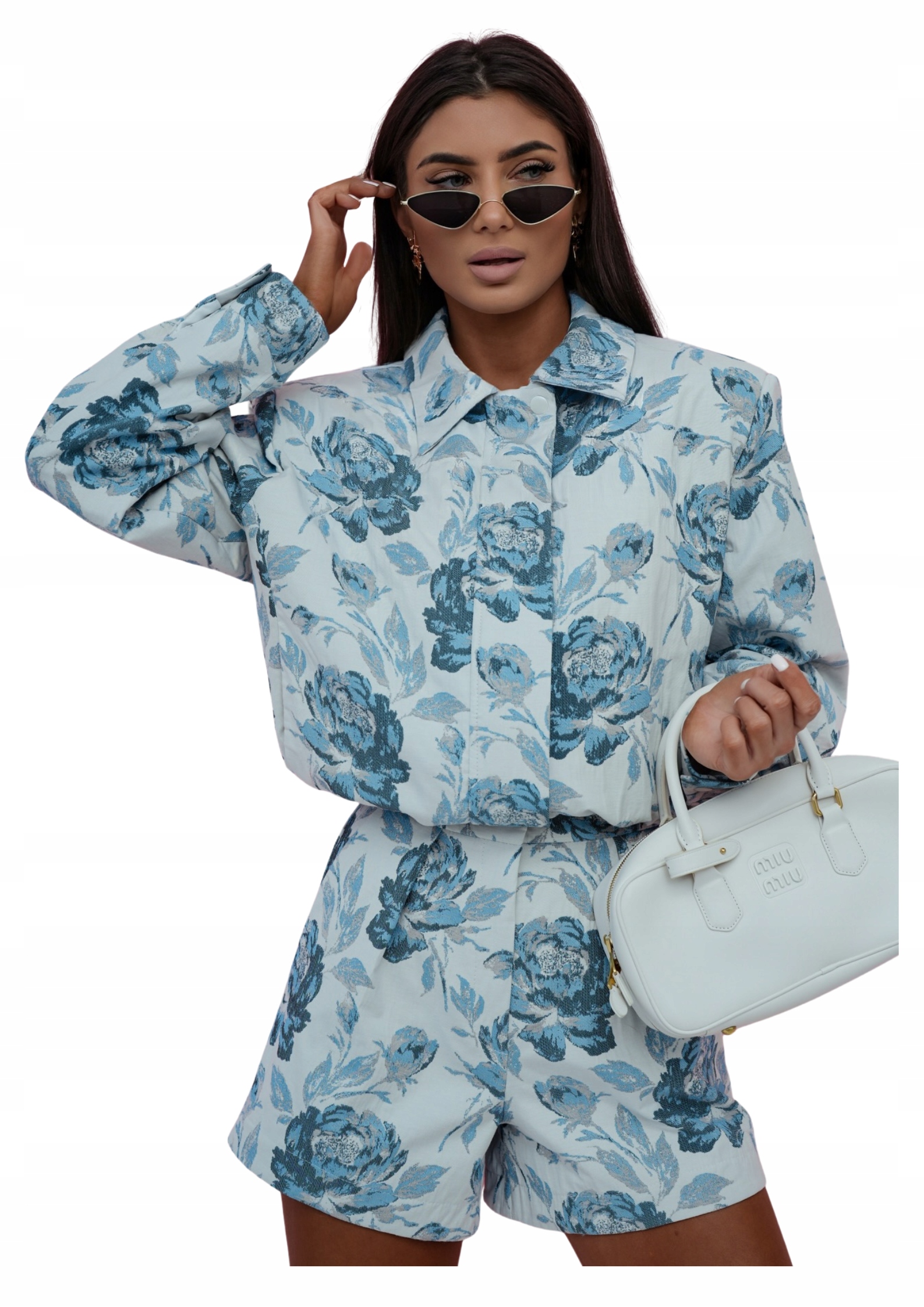 květovaný bomber Me Gusta mořská/světle modrá