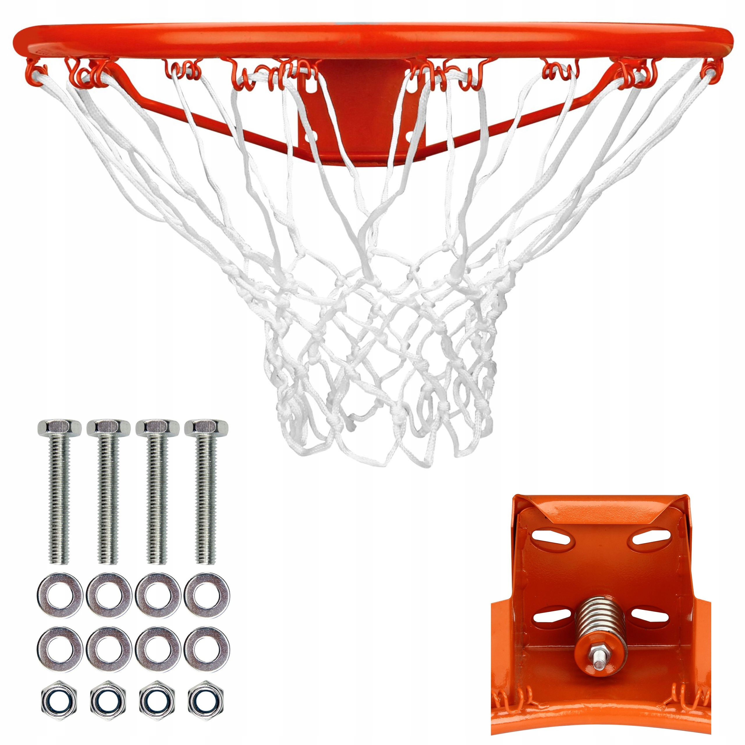 Obręcz do koszykówki kosza uchylna z sprężyną siatka Avento 46cm