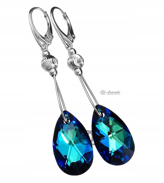 Krásné krystaly náušnice Blue Fantasia Stříbro 925