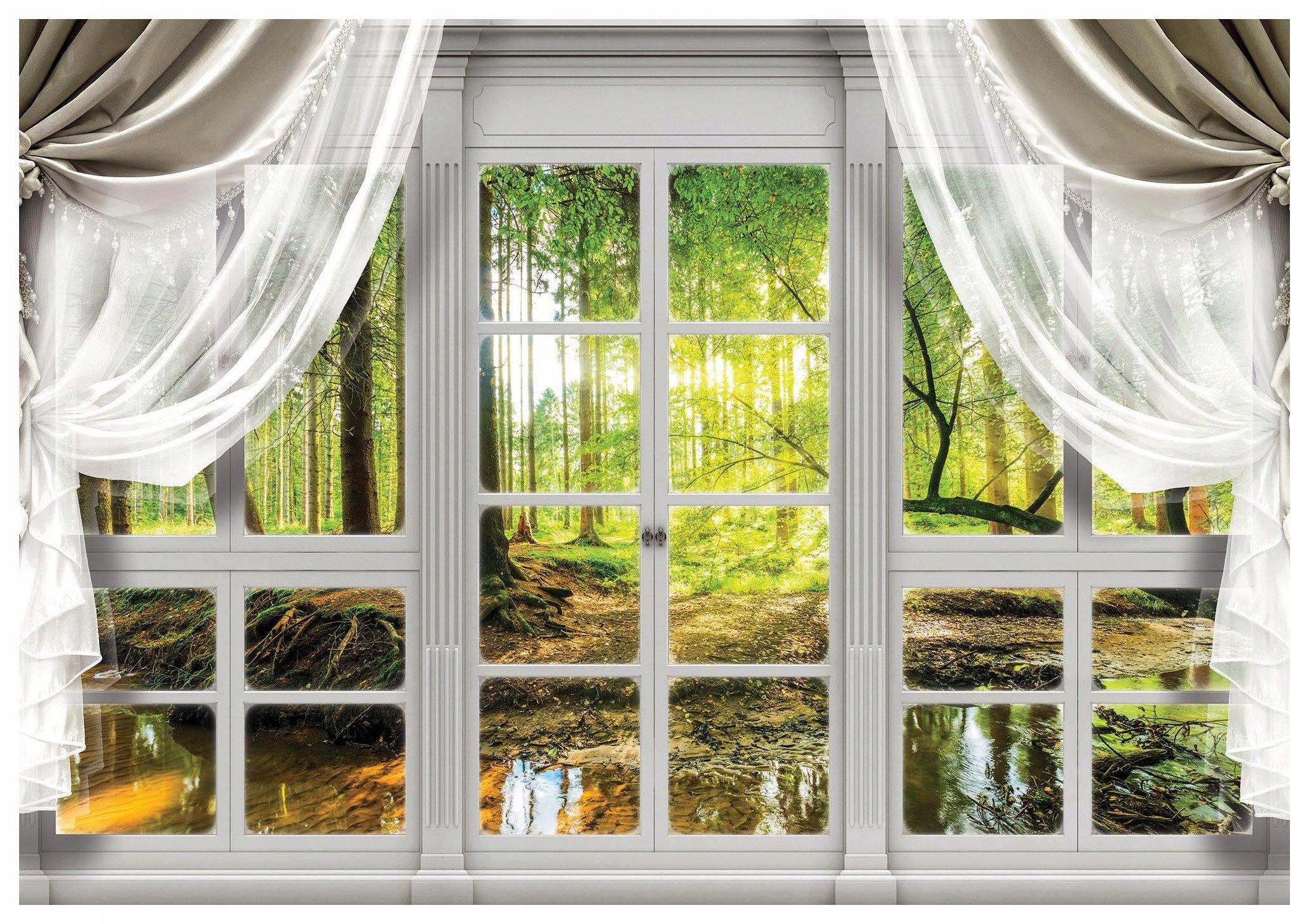 Fototapeta Sluneční les okno iluze vinylová 368x254 lepidlo