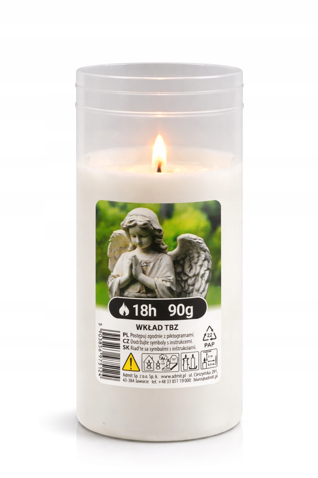 Wkład parafinowy TBZ 90g – czas palenia 18h, wys. 10 cm, Ø 4,7 cm