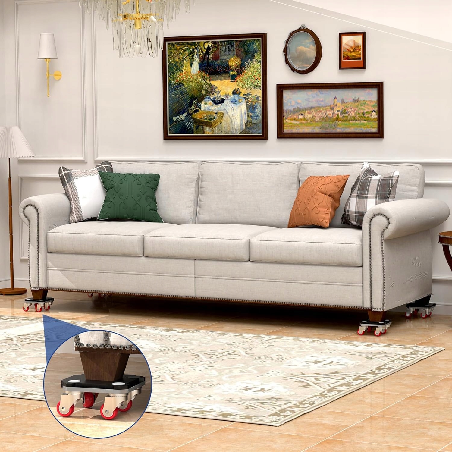 ZESTAW ROLKI DO TRANSPORTU PRZESUWANIA MEBLI Z PODNOŚNIKIEM MOCNE DO 550KG Średnica 0 mm