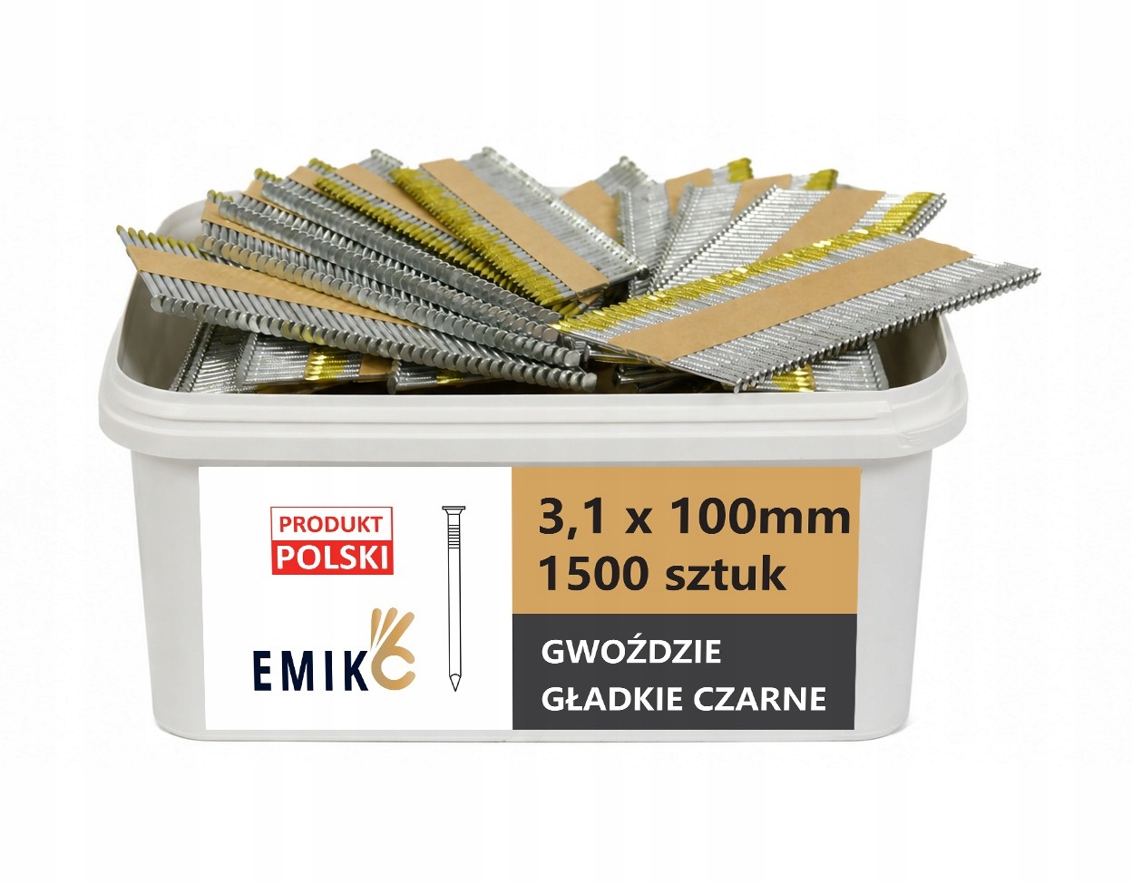 Hřebíky do hřebíkovačky spojené papírem 3,1x100mm 34° 1500ks Hladké Ča