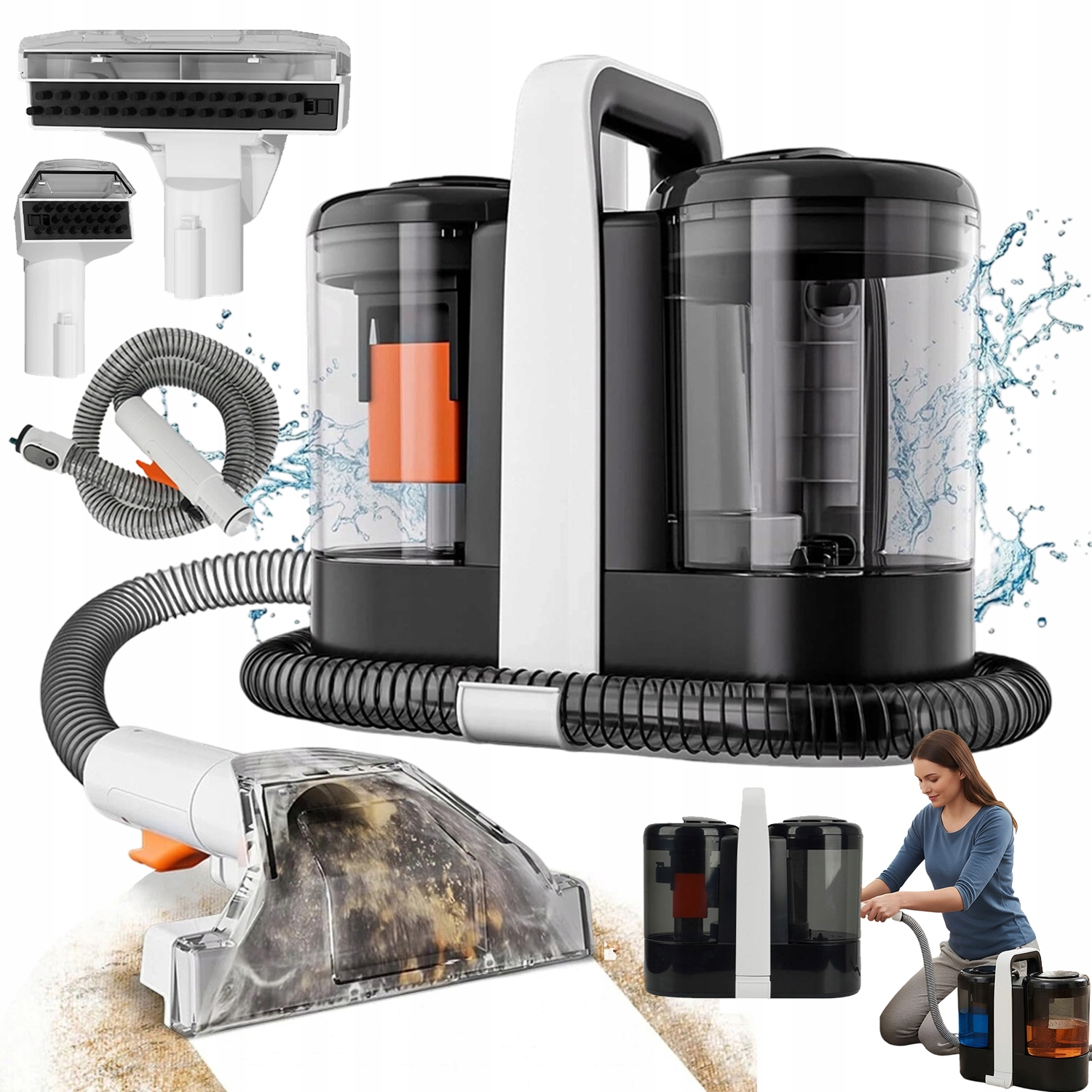 Vysavač Na Mokré A Suché Koberce 2V1 Odstraňovač Skvrn