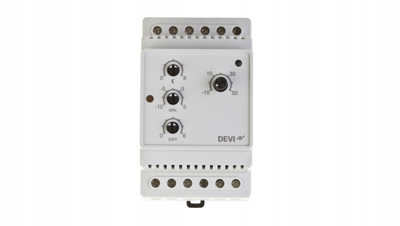 Termostat DEVIreg 316 230V 16A -10-50°C Szyna Din Regulator Temperatury 140