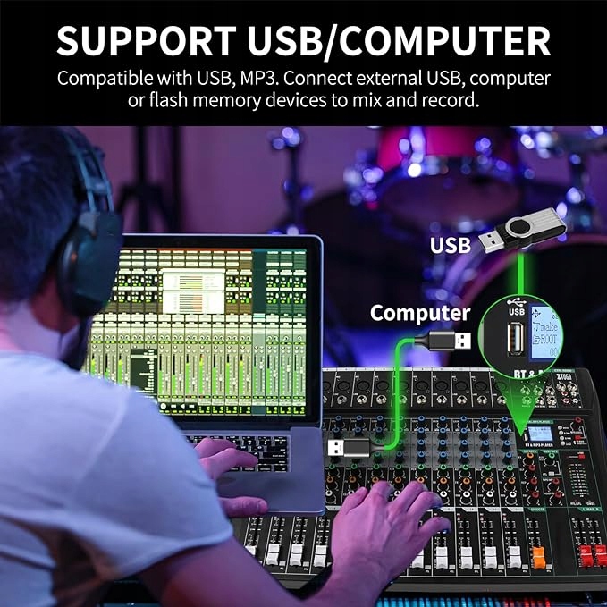 Mikser XTUGA CT120S 12-Kanałowy z Wejściem/Wyjściem RCA, MP3, Bluetooth, EQ Model CT120S