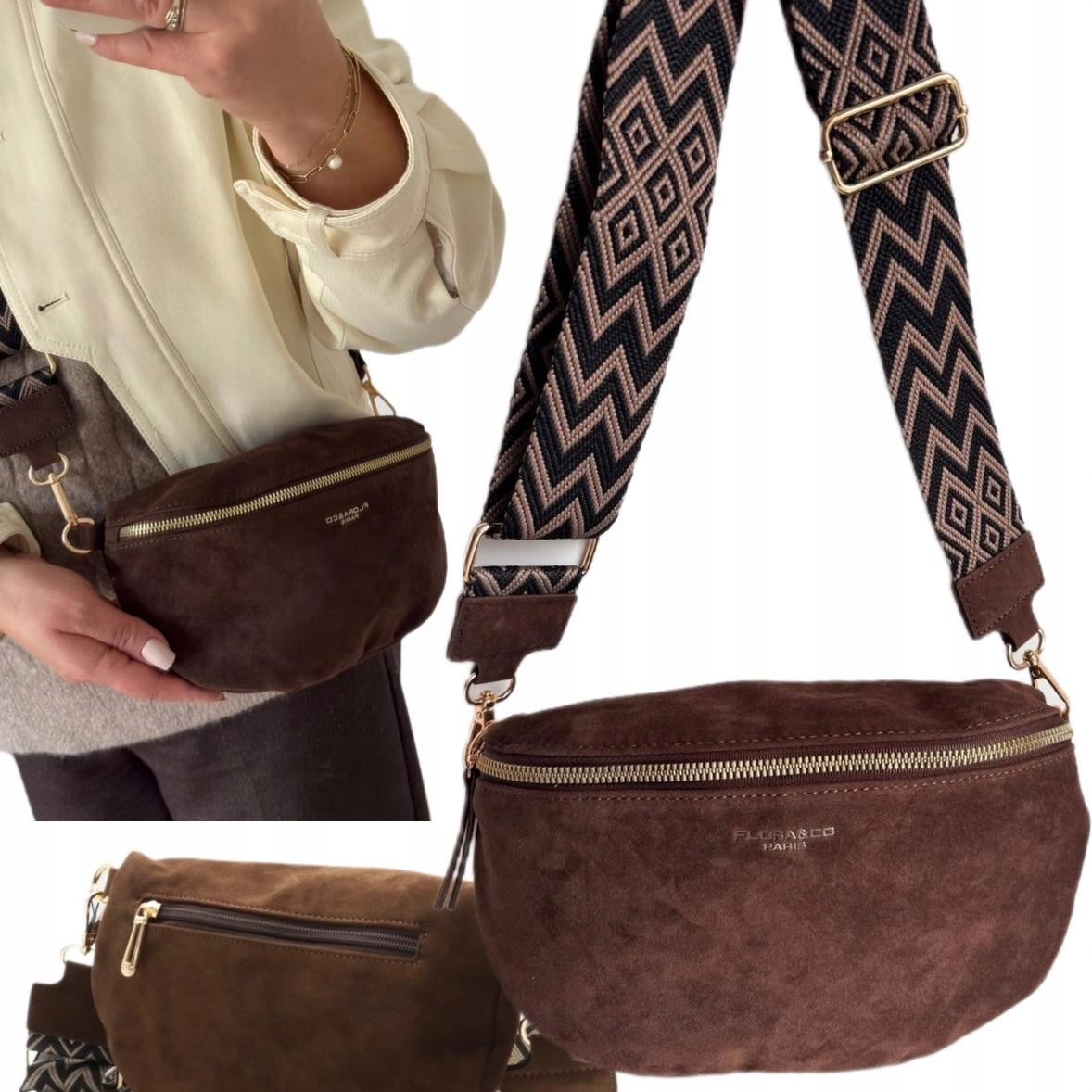 Dámská Kabelka Flora&co Semiš Ledvina Hnědá Kabelka Přes Rameno Dárek Velikonoce