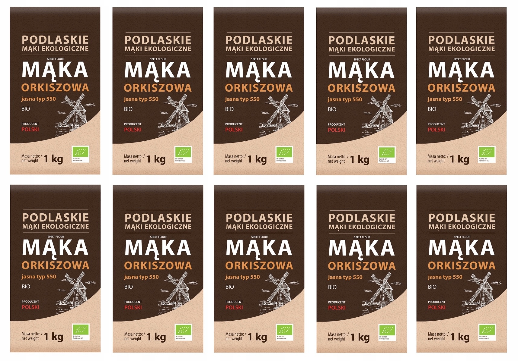 Mąka Orkiszowa Jasna Typ 550 Bio Life Ekologiczna 10kg (10x1kg)