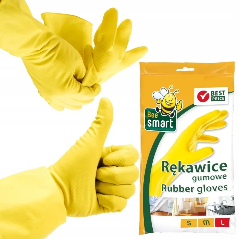 

Rękawice rękawiczki gumowe żółte domowe kuchenne L
