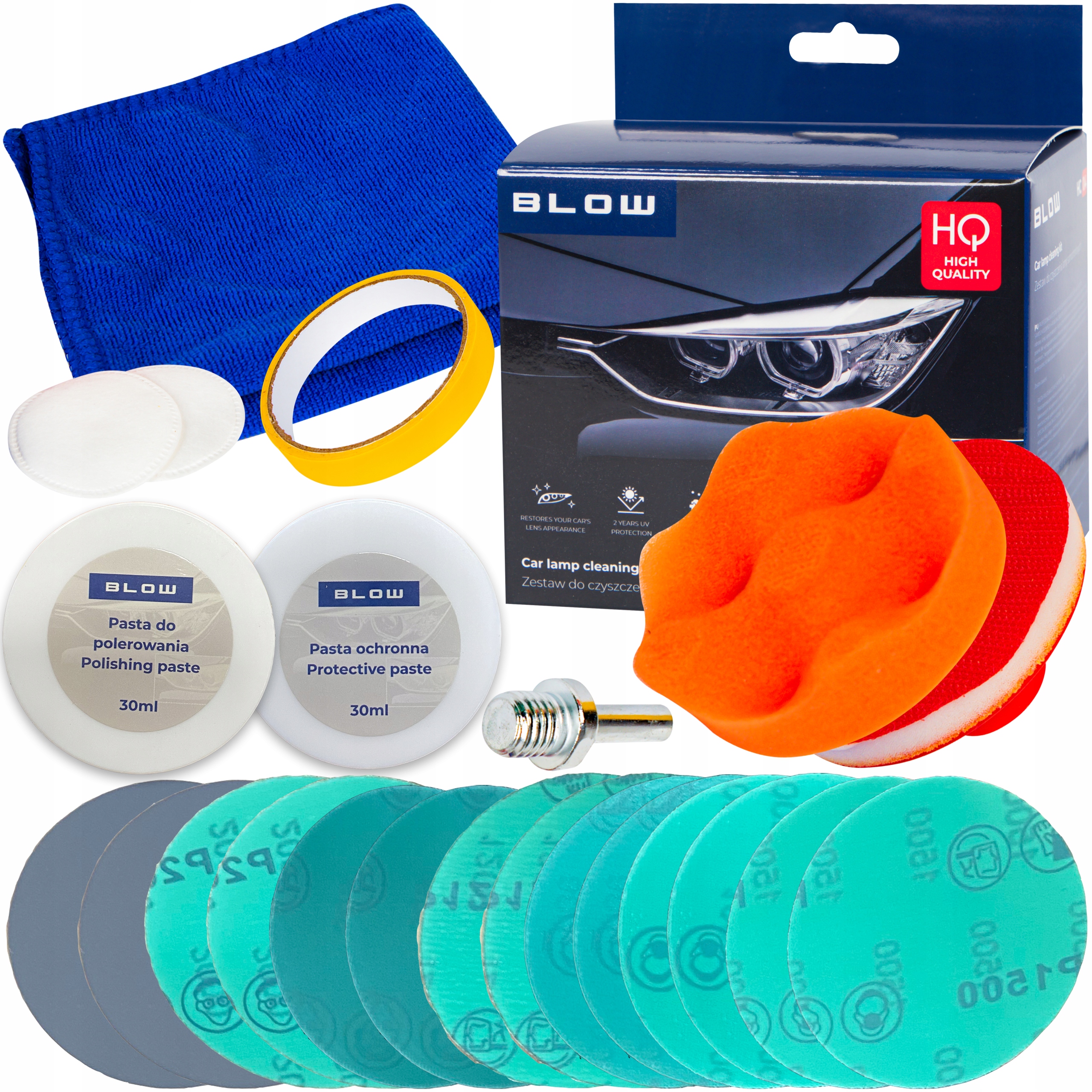 Zestaw Do Czyszczenia Polerowania Regeneracji Renowacji Lamp Samochodowych