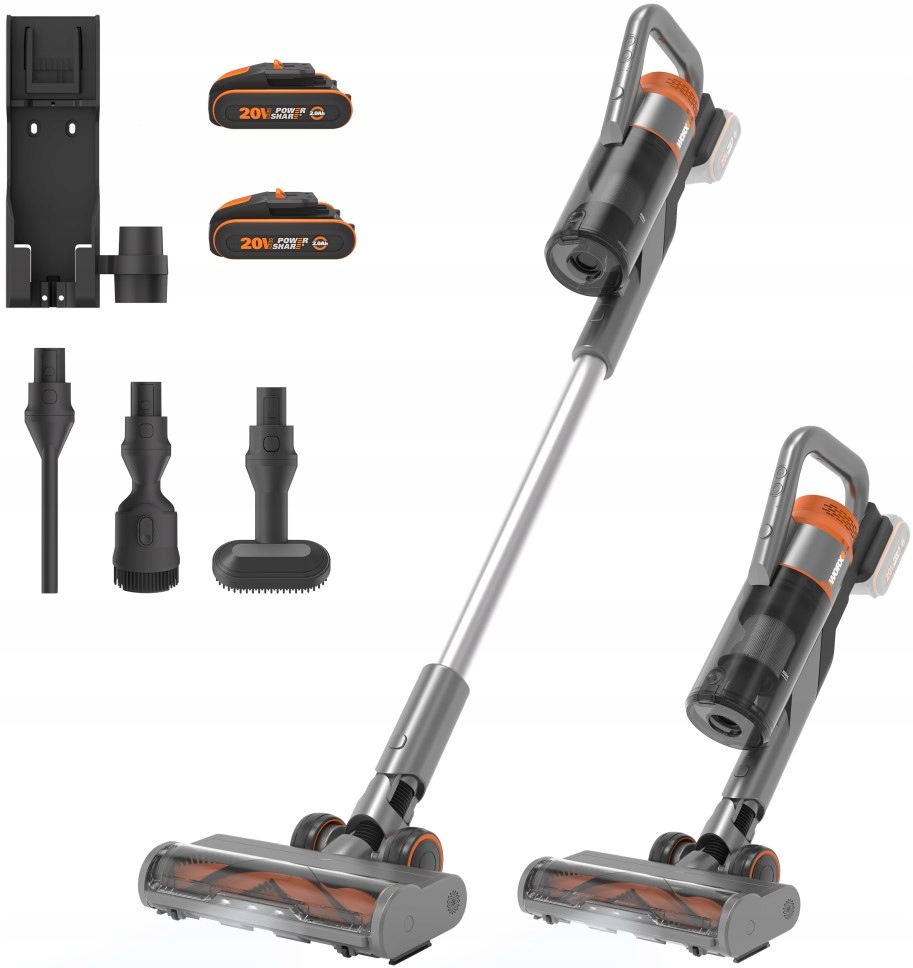 Odkurzacz pionowy Worx WX038 2x2Ah Bezszczotkowy 56 min Led Akcesoria