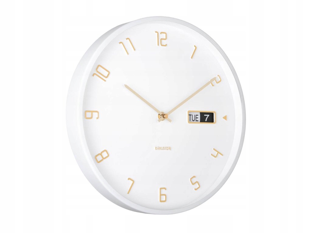 Nástenné hodiny Data Flip, Ø 30 cm, biela