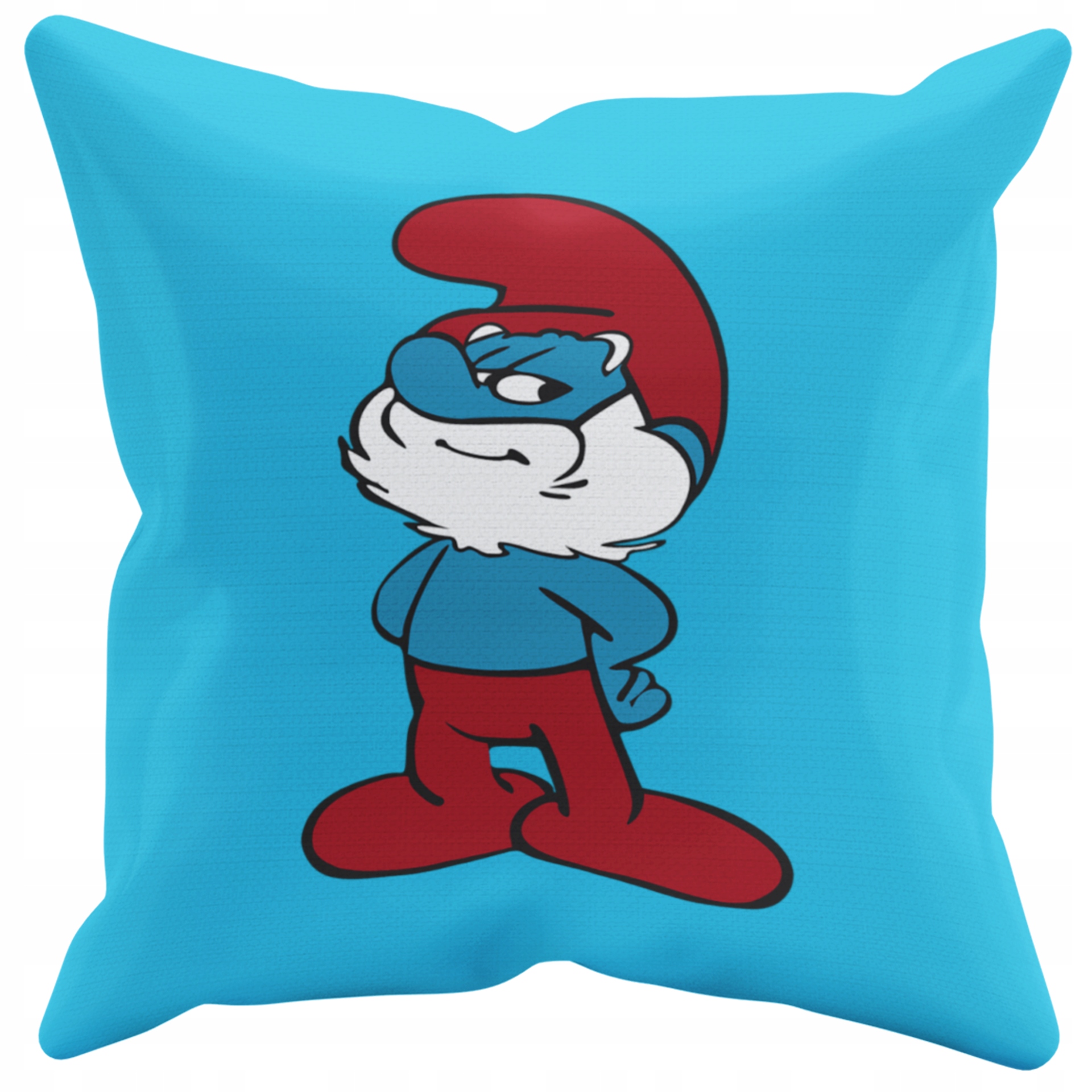 POSZEWKA NA PODUSZKĘ JAŚKA DO PRZEDSZKOLA PAPA SMERF + IMIĘ GRATIS Kolor dominujący odcienie niebieskiego