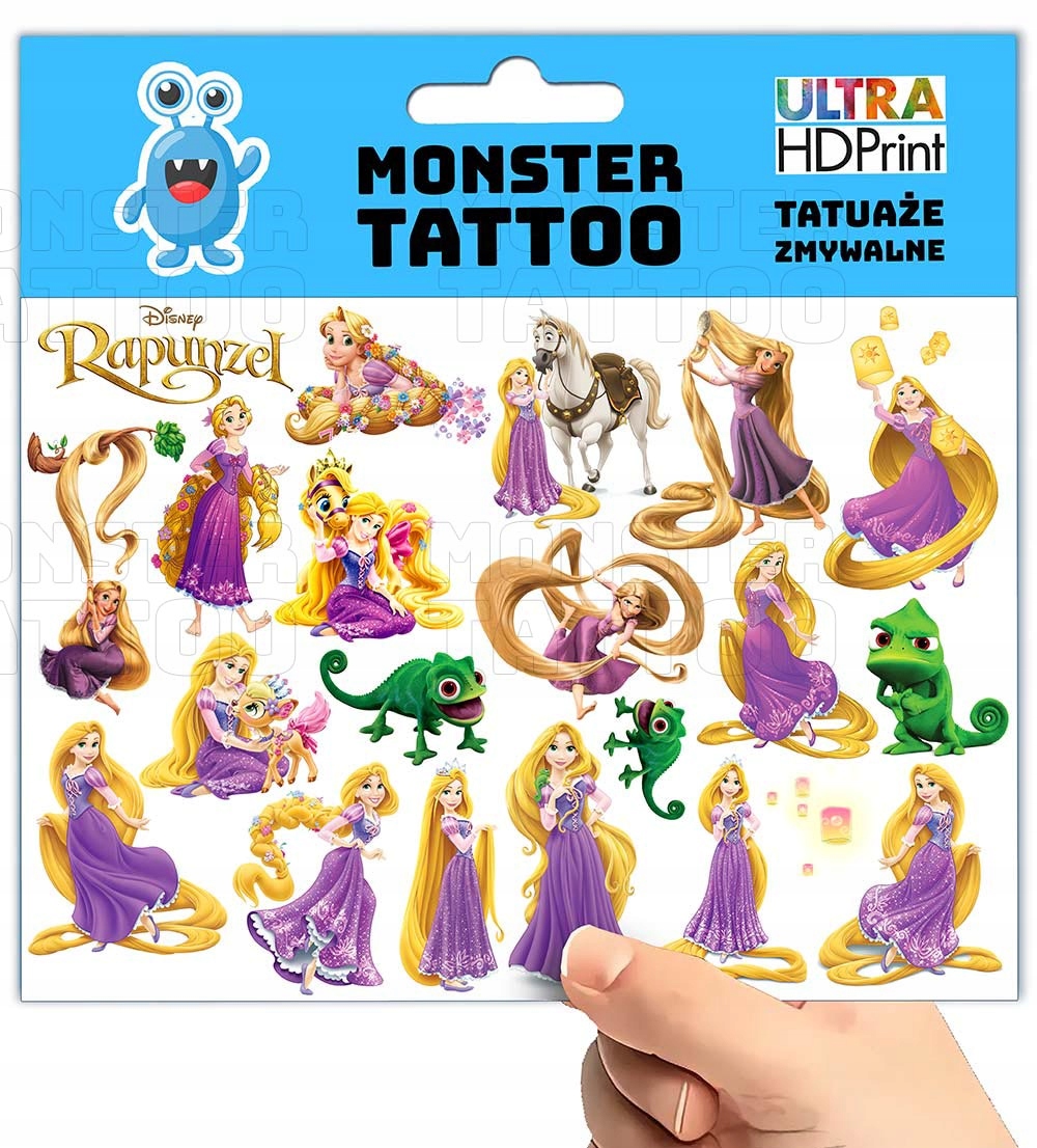 TATUAŻE ZMYWALNE TYMCZASOWE DLA DZIECI DZIECIĘCE ROSZPUNKA WZORY ORYGINALNE Marka Inna