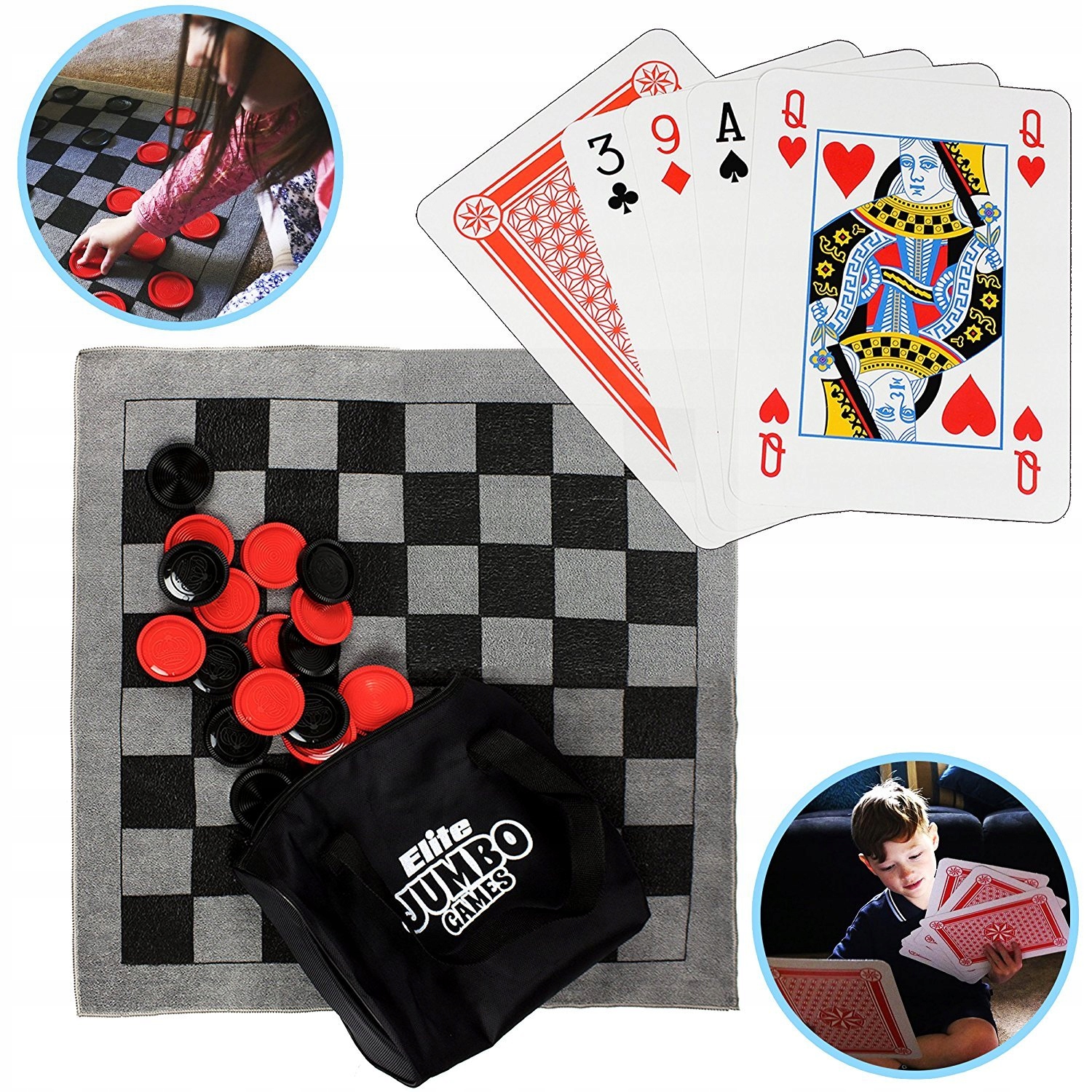 ZESTAW KARTY SZACHY WARCABY DUŻY ROZMIAR PLENER Stan opakowania oryginalne