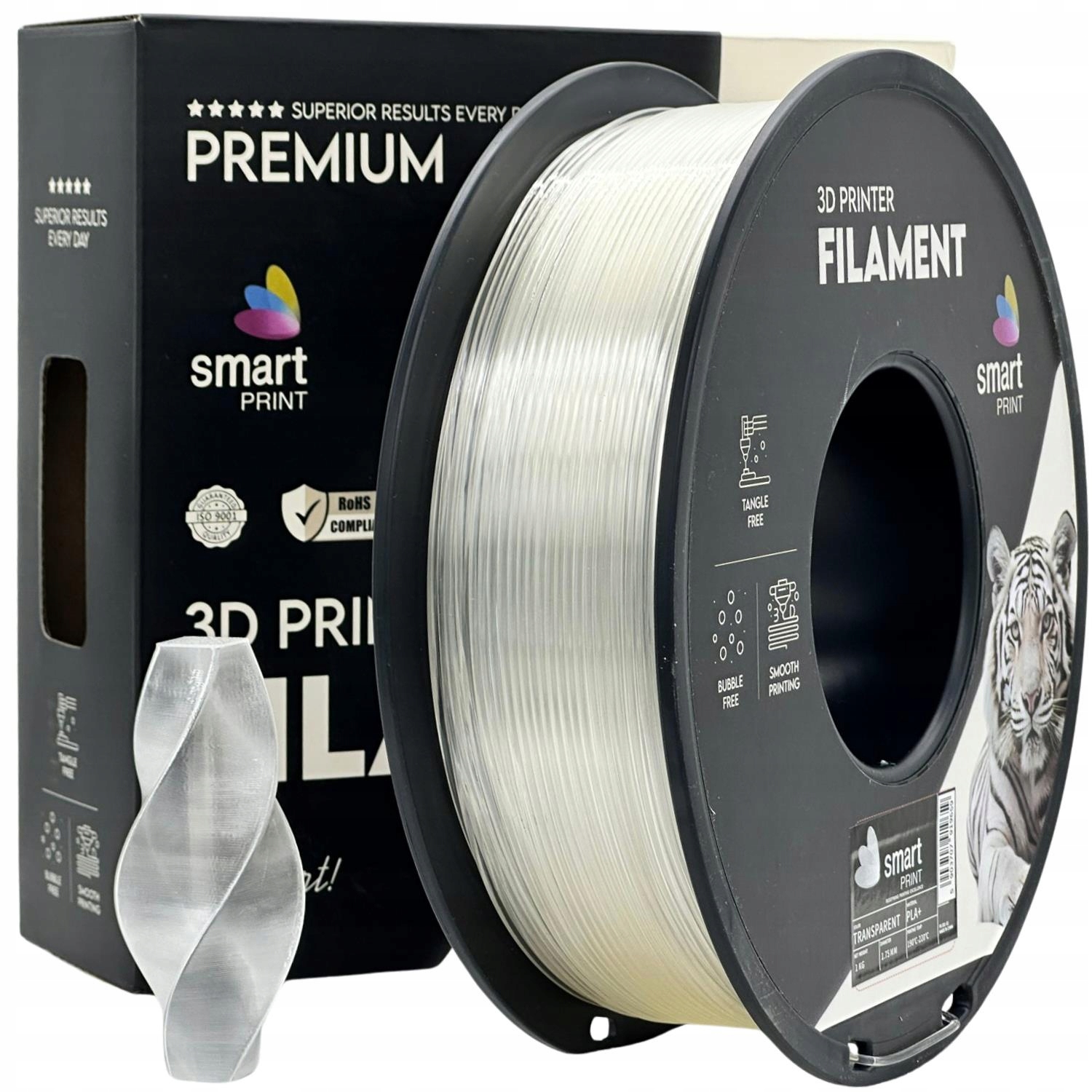 10 X Filament Smart Print Pla+ Transparent Bezbarwny 1.75mm 1kg