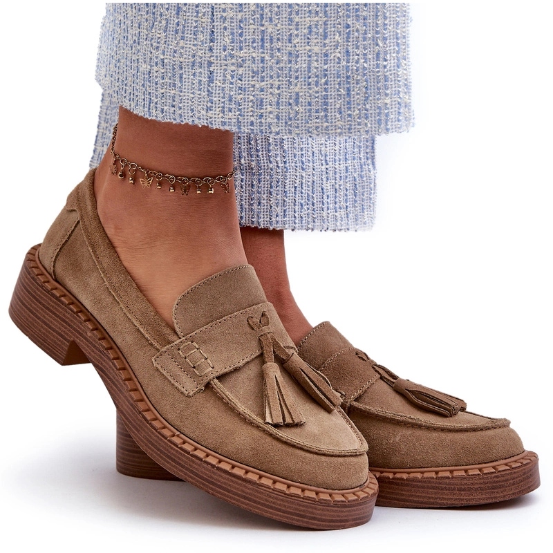 Dámské Mokasíny Se Semišovými Třásněmi D&a TW107 Hnědé 37