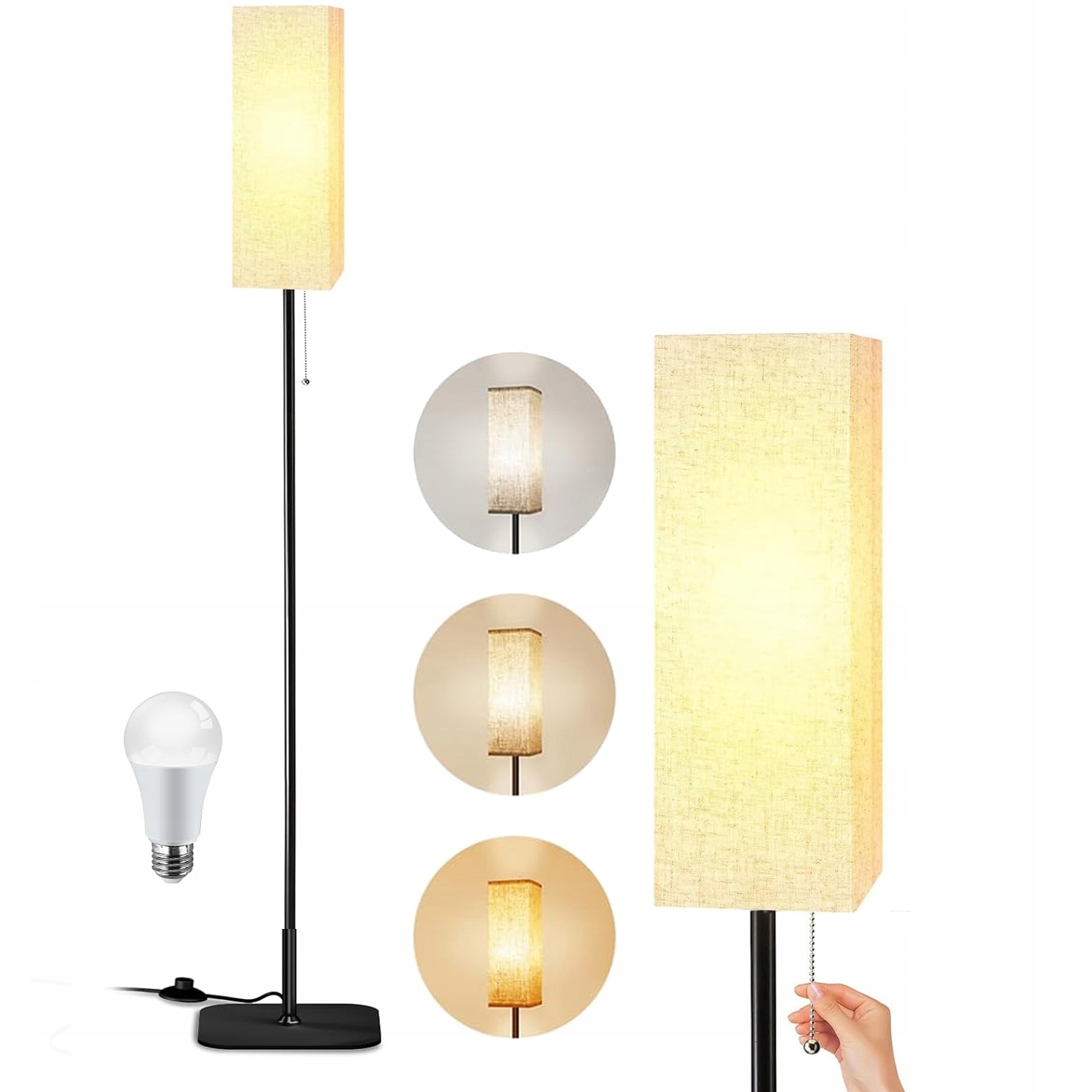Led Stojací Lampa E27 Stínidlo Obývací Pokoj Ložnice Pokoj Hala 172 CM