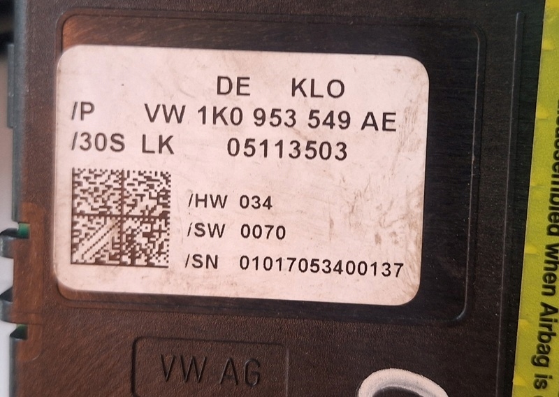 Sensor POZYCJI des Lenkrads VW GOLF V 1K0953549AE