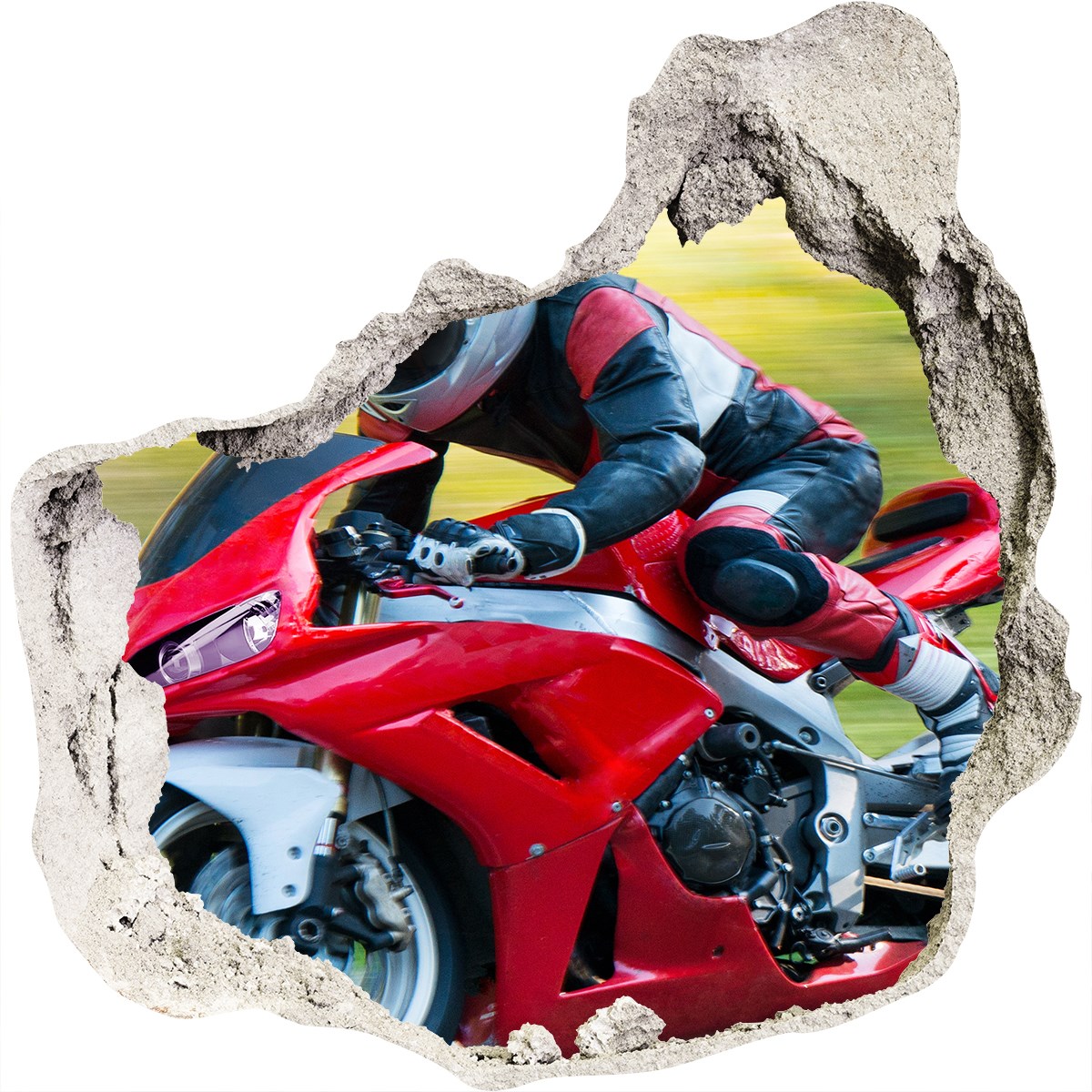 

Foto zdjęcie dziura na ścianę Naklejka Motocykl