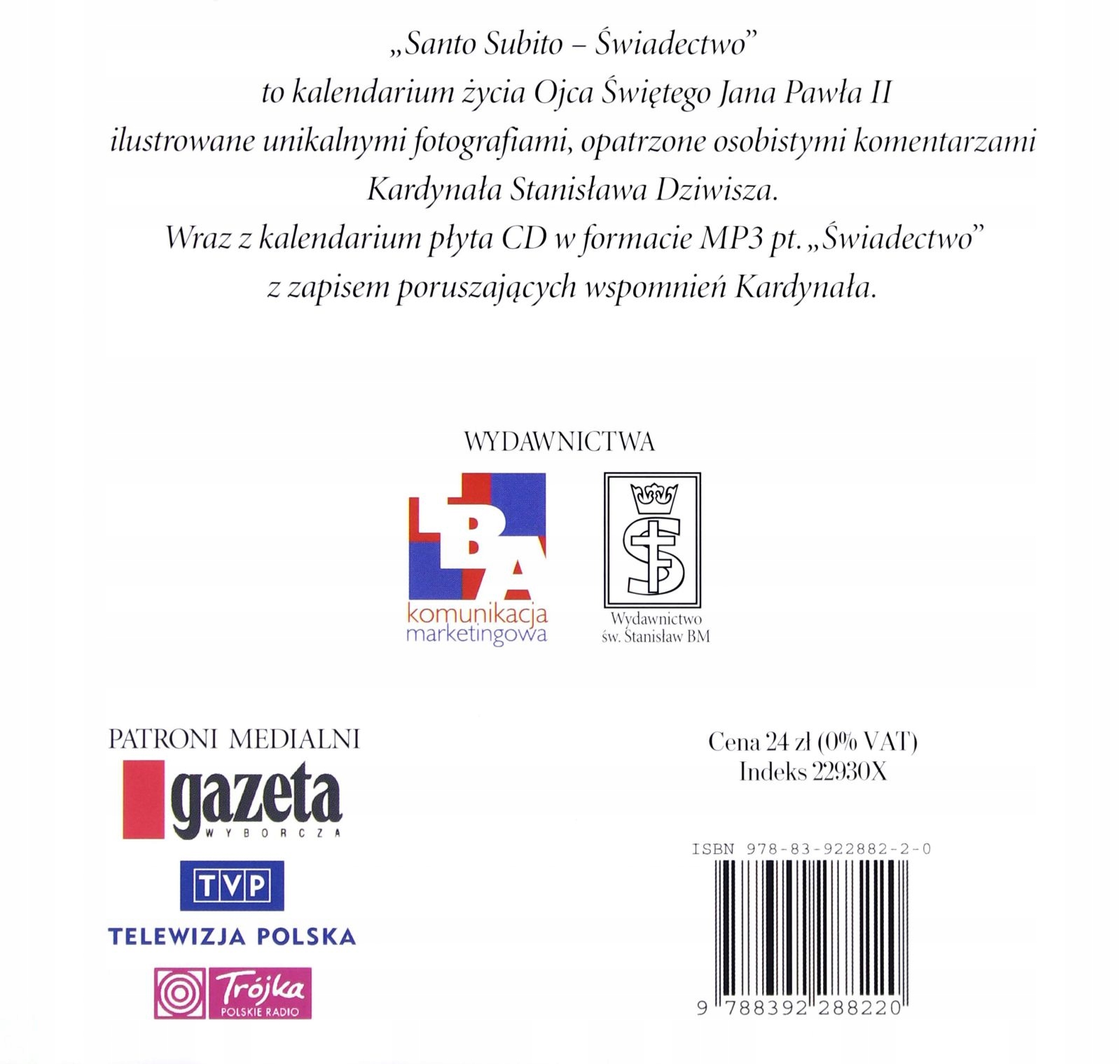 SANTO SUBITO - ŚWIADECTWO (DIGIBOOK) [AUDIOBOOK] [CD] Stan opakowania oryginalne