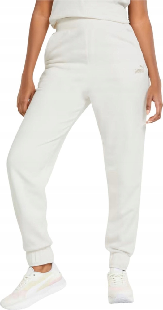 Dámské Kalhoty Puma Ess+ Embroidery High-waist Pants Fl Krémové 670 vel 2XL