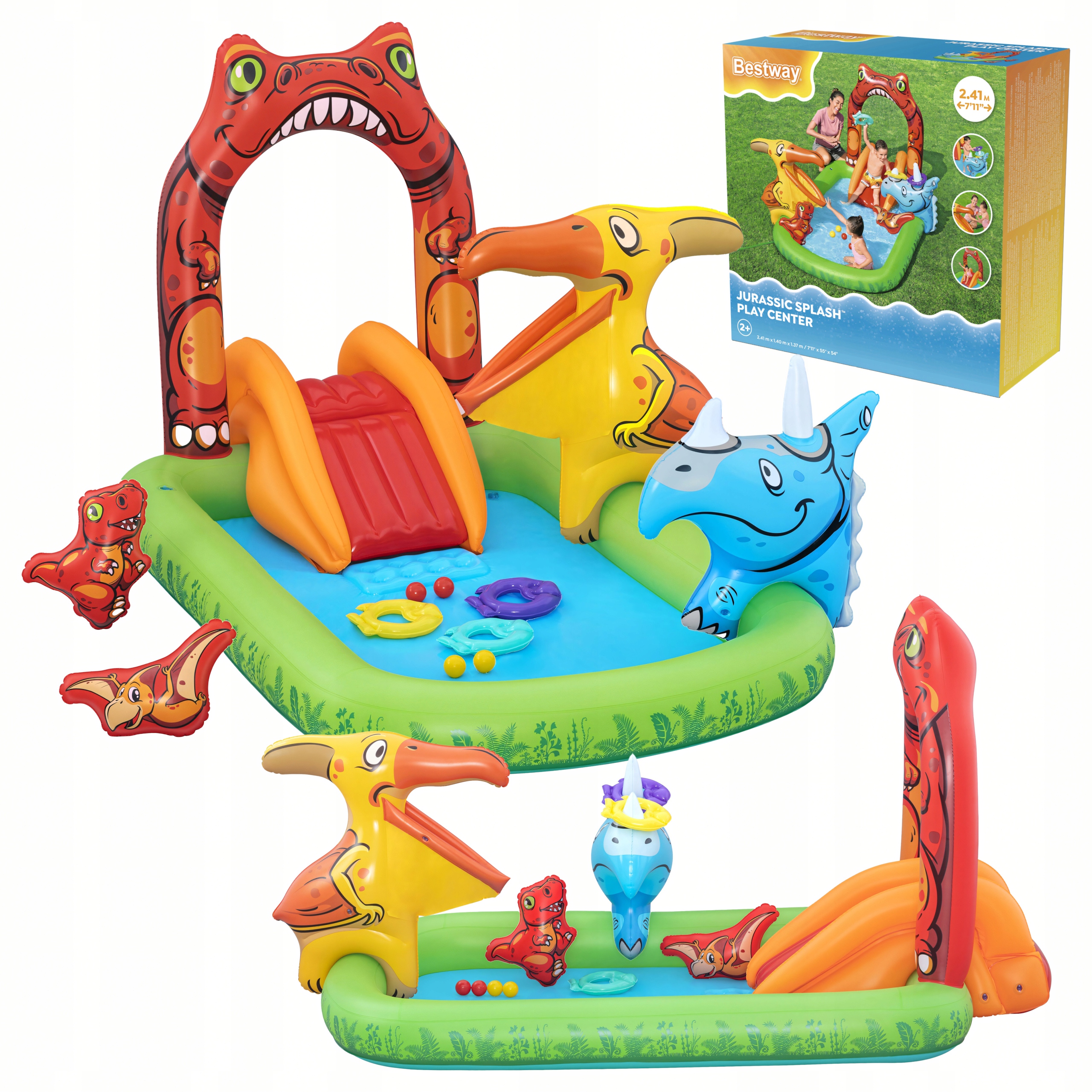 Dmuchany Plac Zabaw Dinozaury Ze Zjeżdżalnią Basen Bestway 241x140x137cm